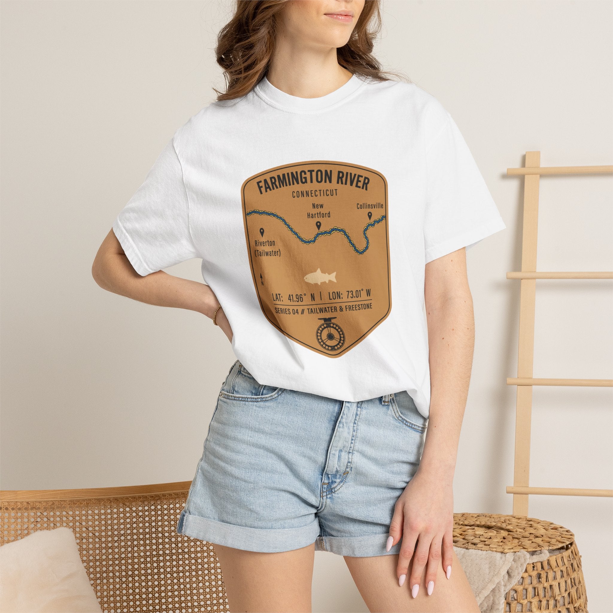 Farmington River Fishing Map T-Shirt | River Map, Trout Graphic