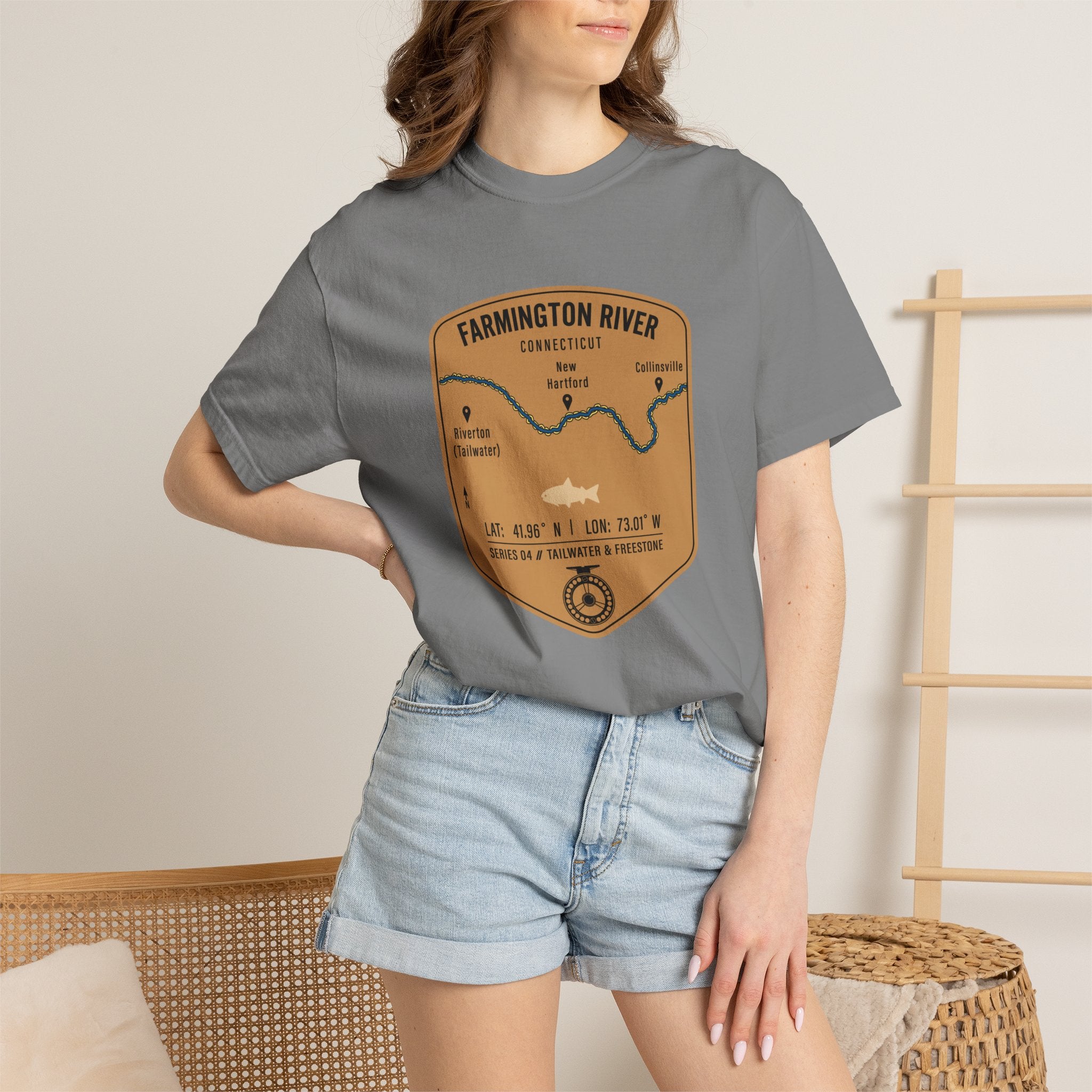 Farmington River Fishing Map T-Shirt | River Map, Trout Graphic