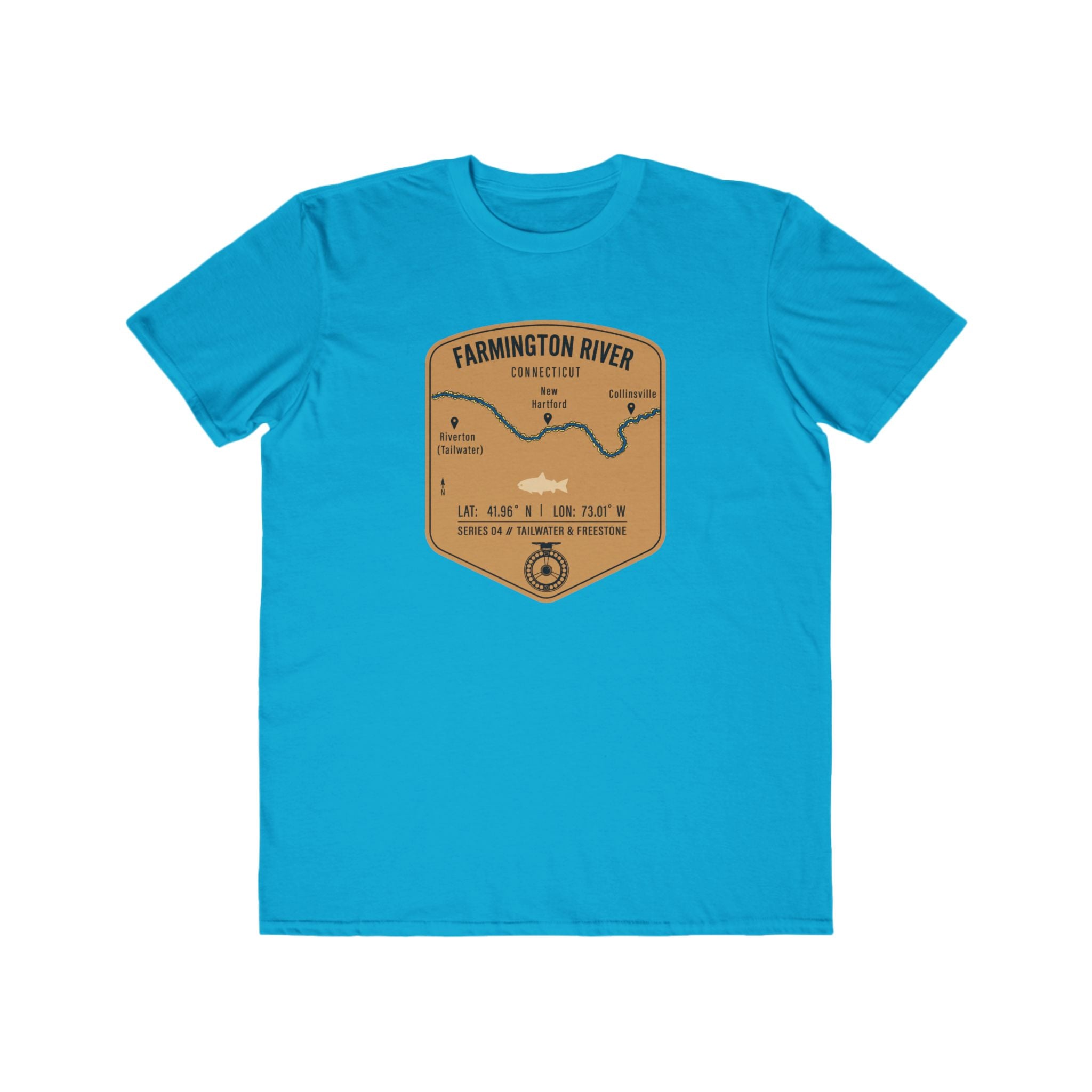 Farmington River Fishing Patch Tee | Trout Fly Rod Angler Shirt