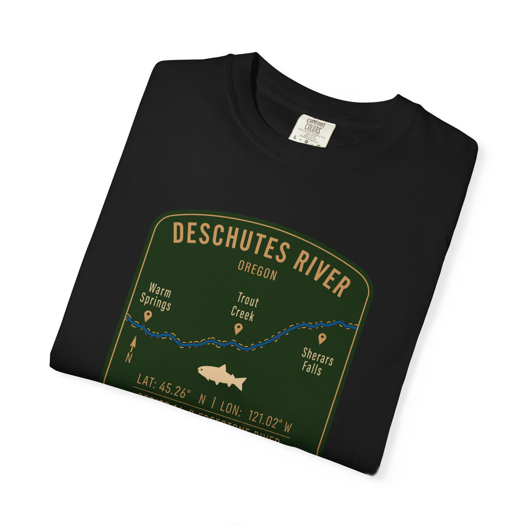 Deschutes River Fishing Map T-Shirt | River Map, Trout Graphic