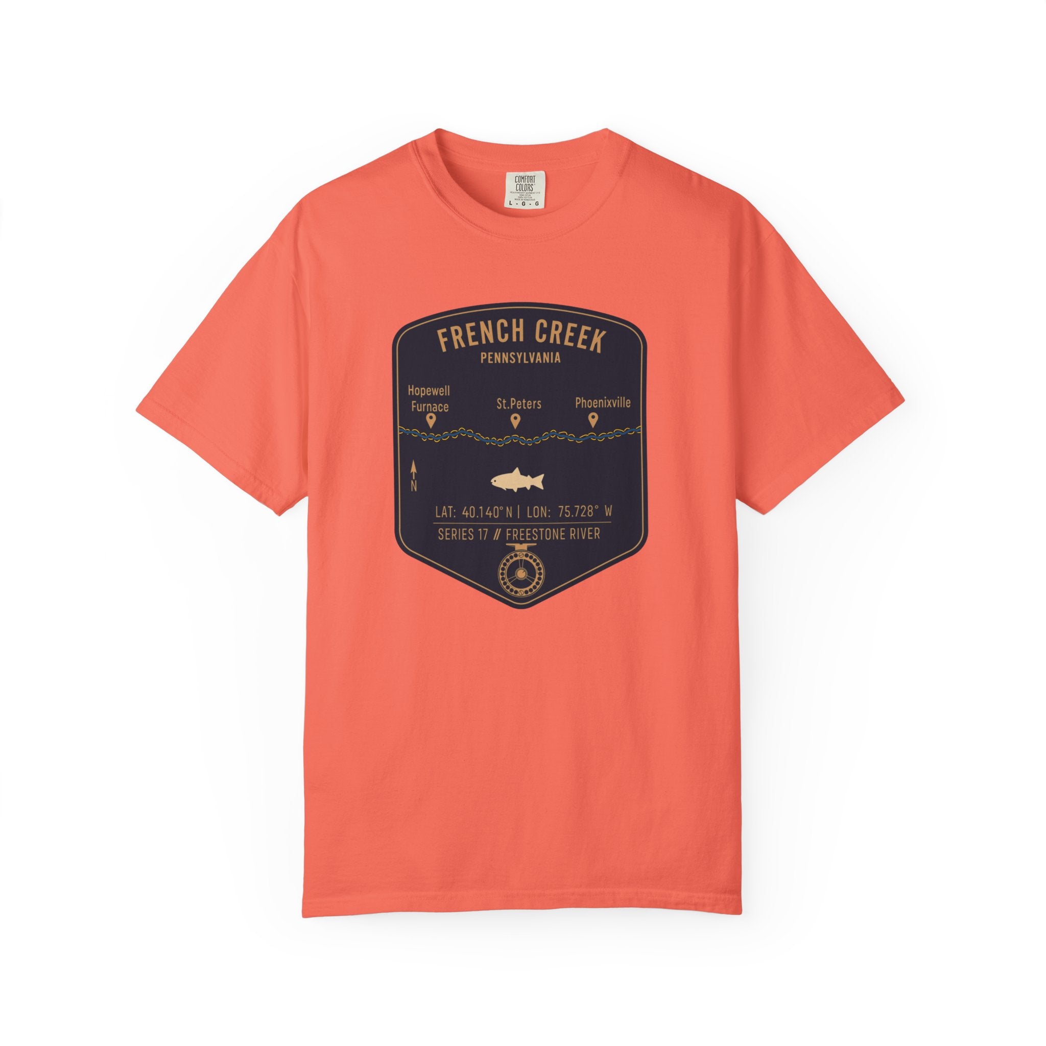 French Creek Fishing Map T-Shirt | River Map, Trout Graphic