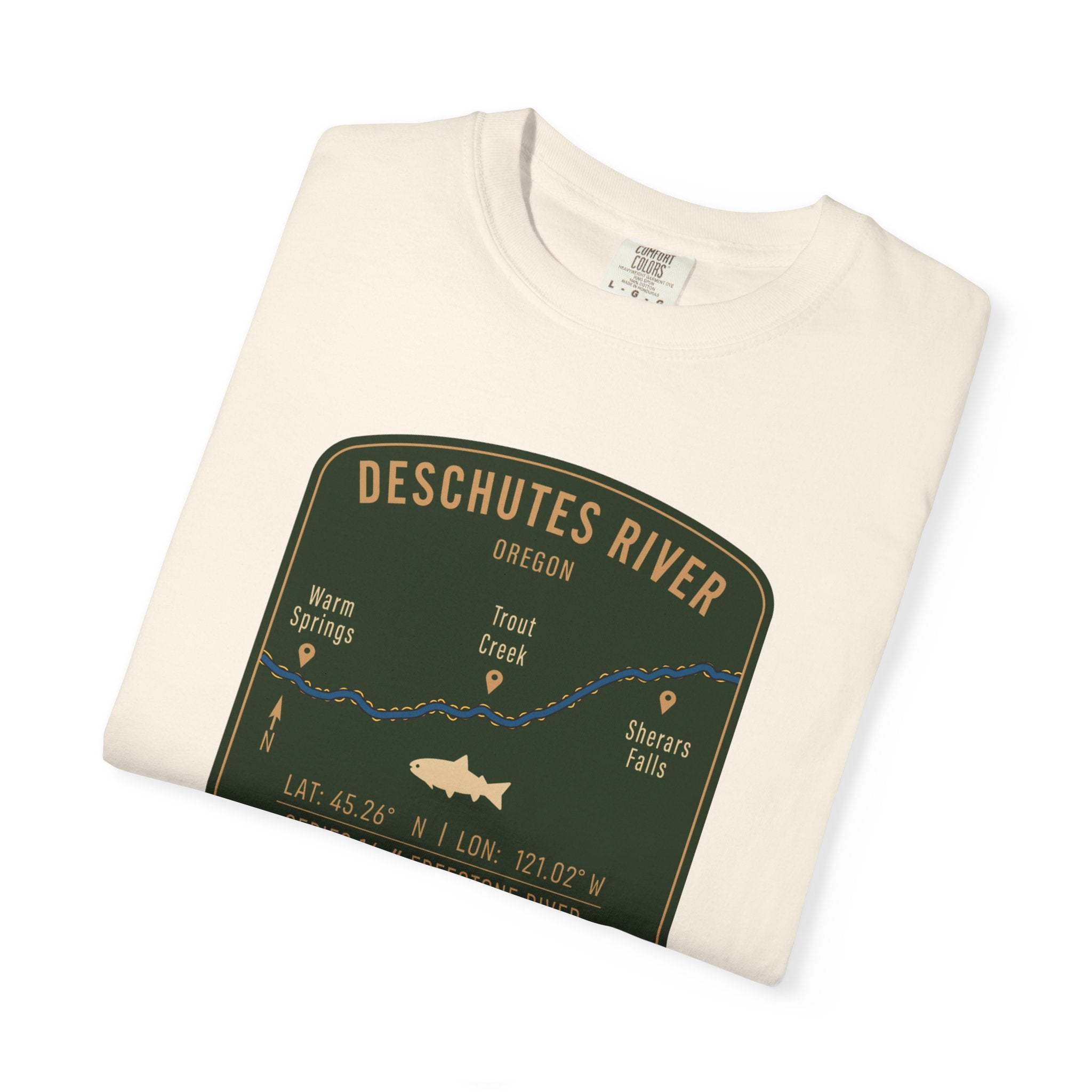 Deschutes River Fishing Map T-Shirt | River Map, Trout Graphic