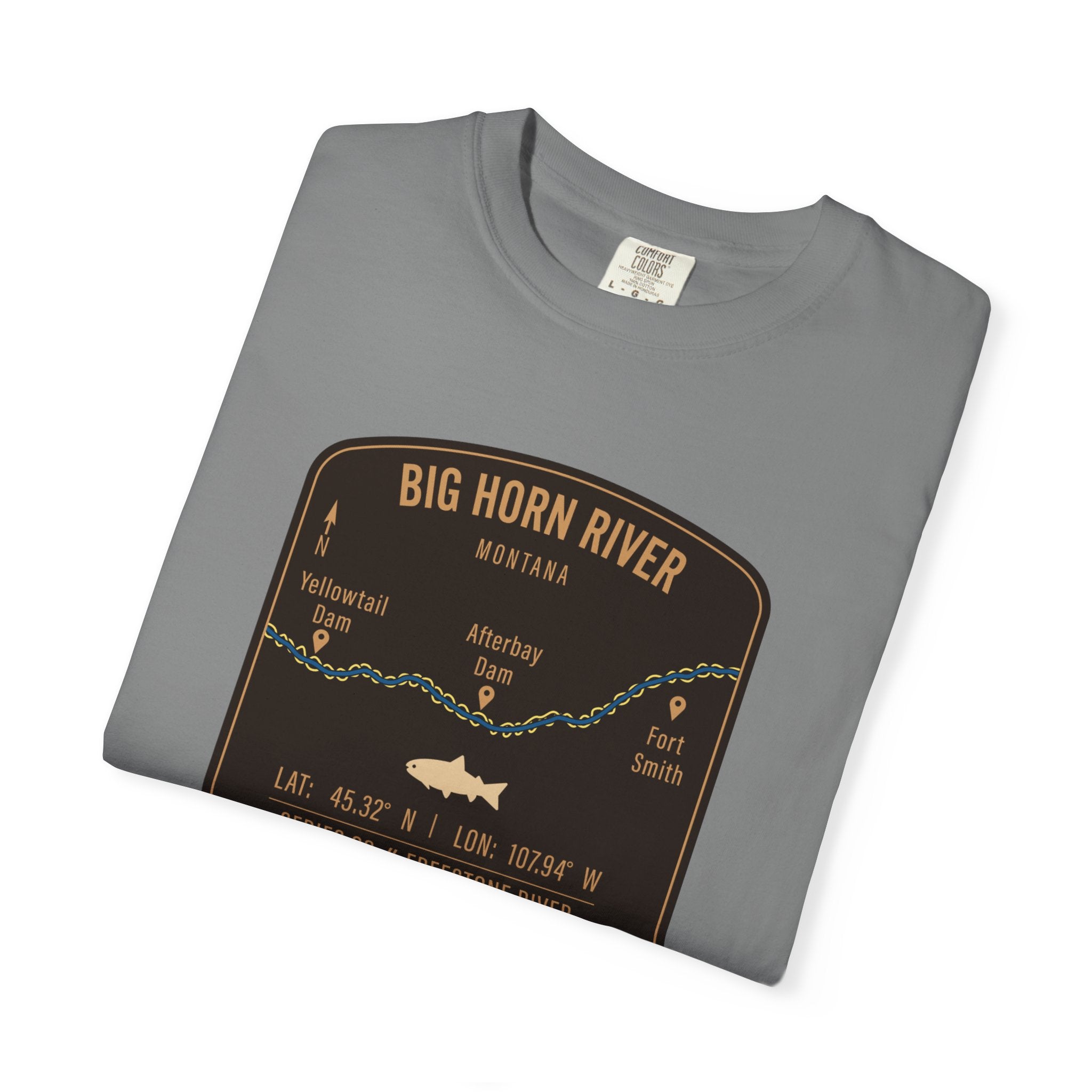 Big Horn River Fishing Map T-Shirt | River Map, Trout Graphic