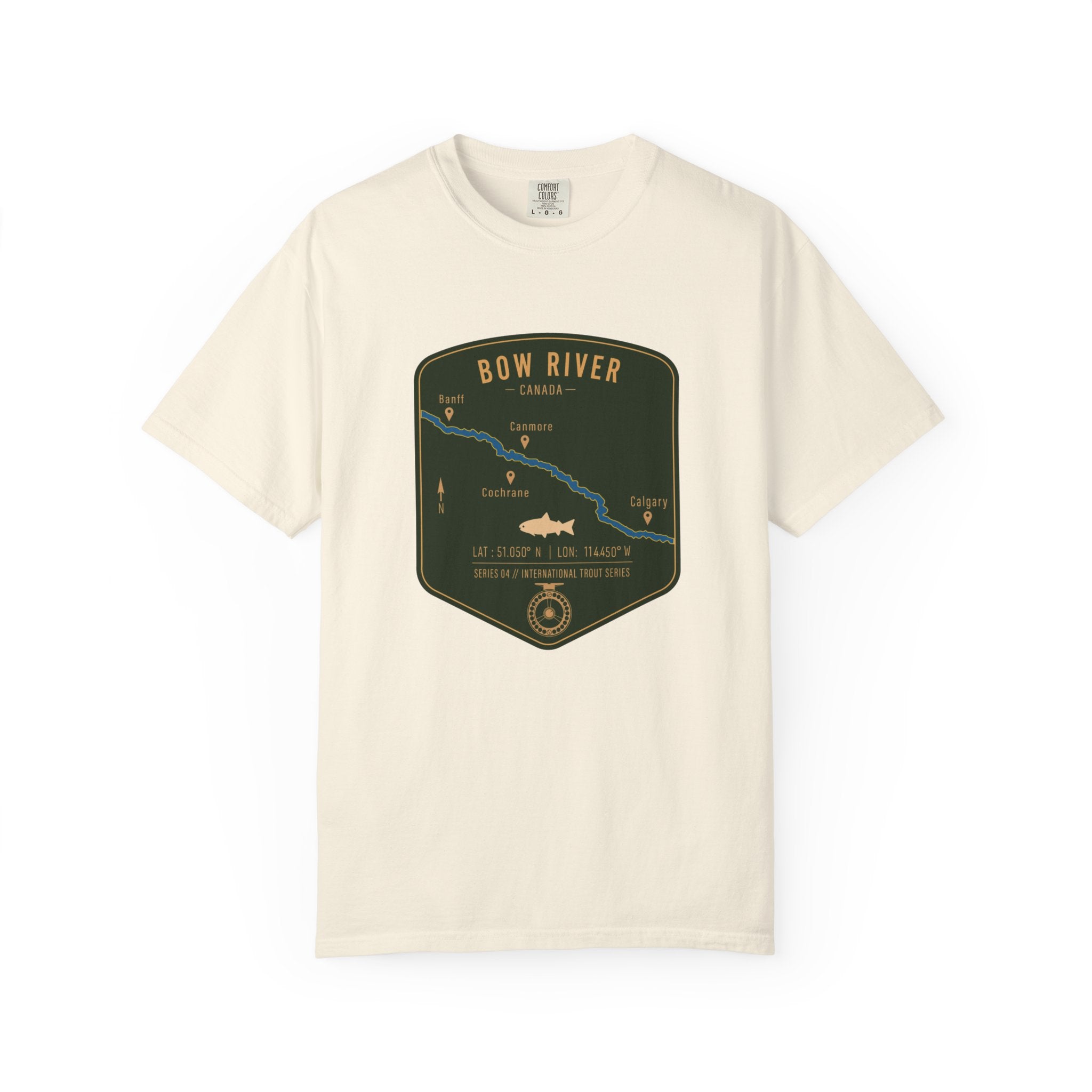 Global Series - Bow River Canada Fishing Map T-Shirt | River Map, Trout Graphic