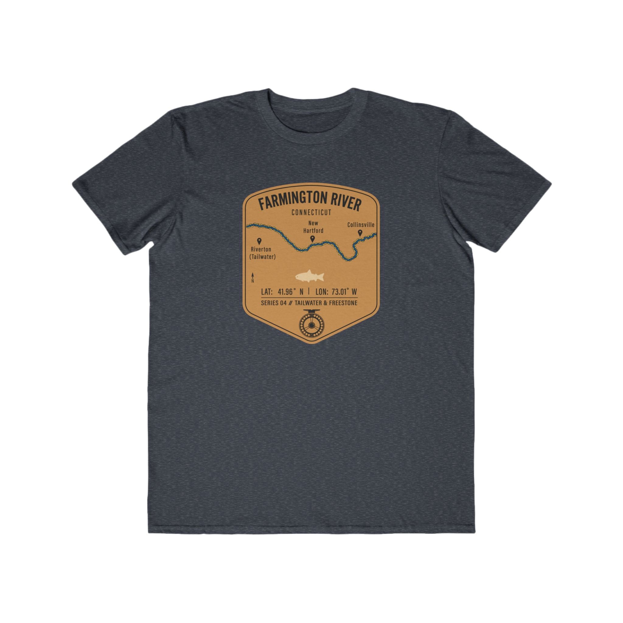 Farmington River Fishing Patch Tee | Trout Fly Rod Angler Shirt