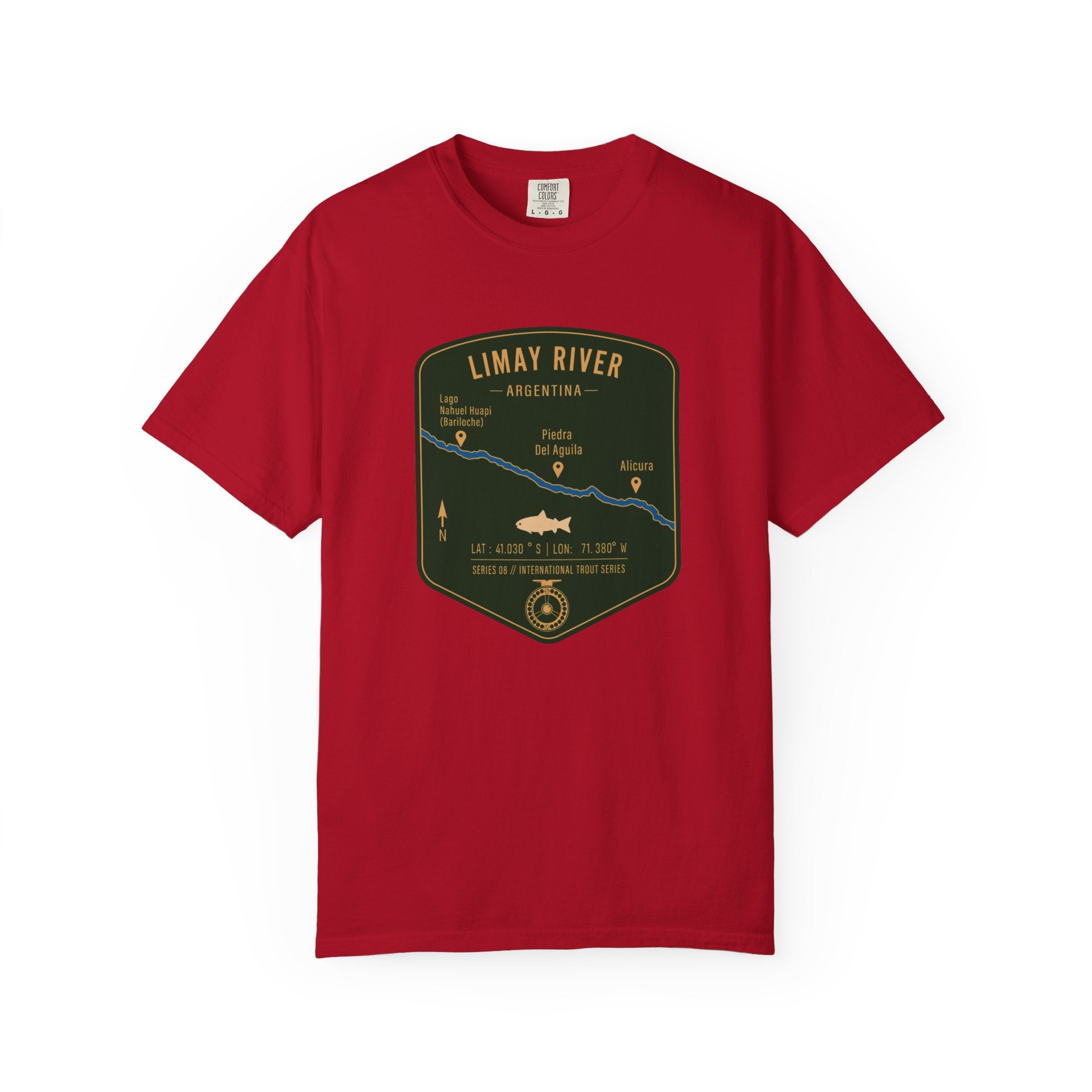 Global Series - Limay River Argentina Fishing Map T-Shirt | River Map, Trout Graphic