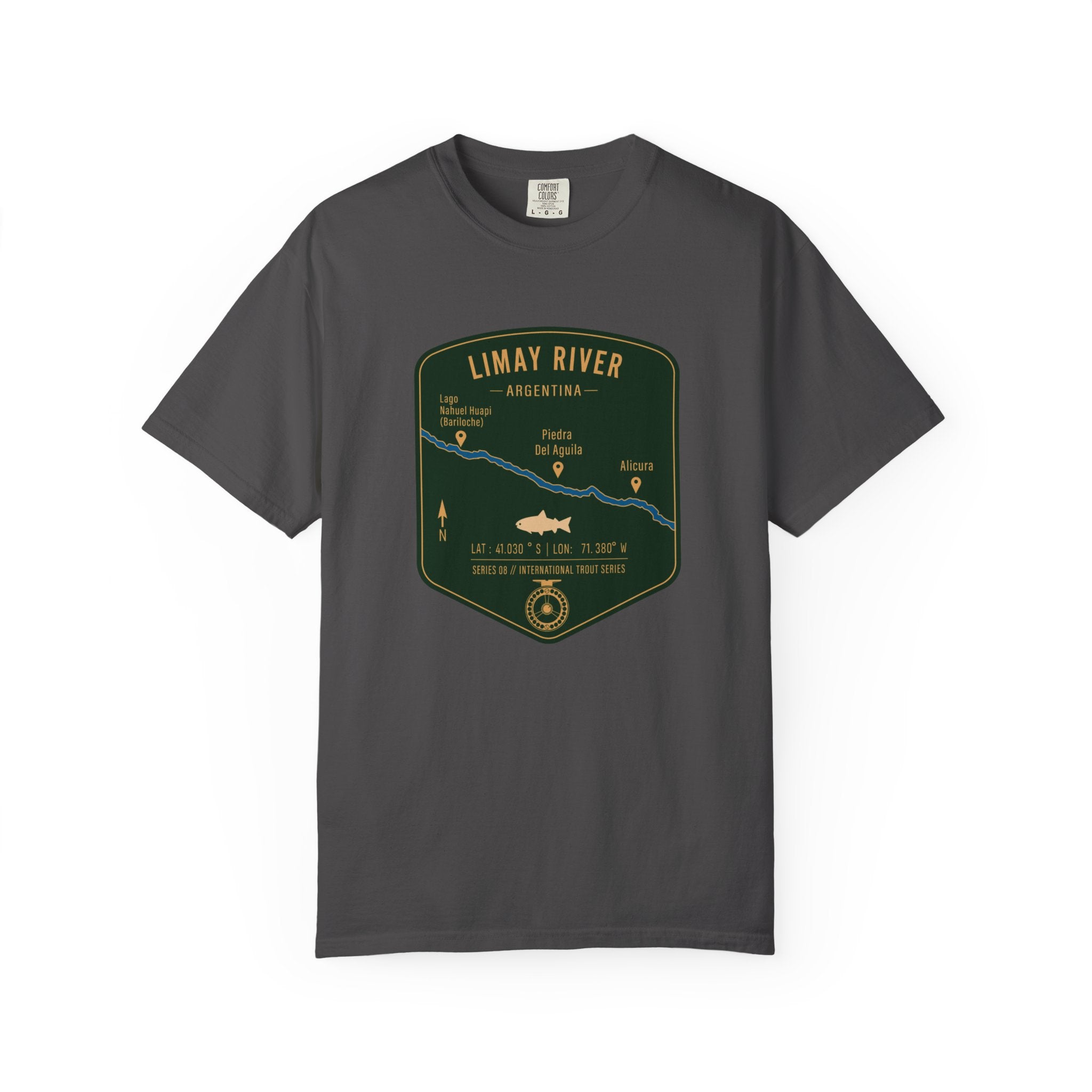 Global Series - Limay River Argentina Fishing Map T-Shirt | River Map, Trout Graphic
