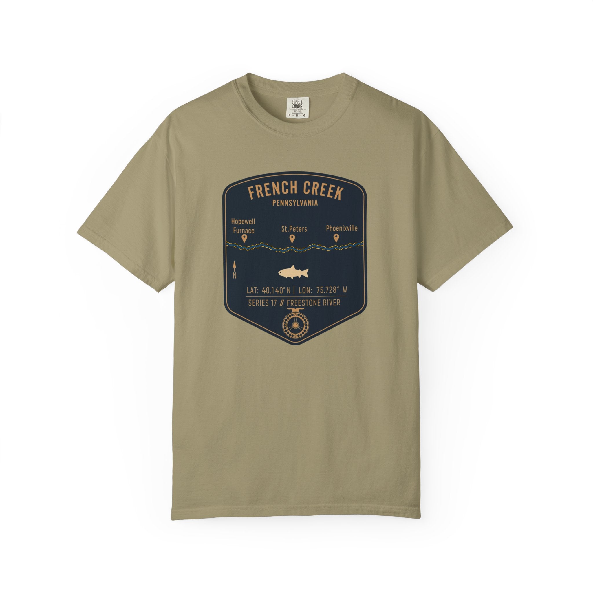 French Creek Fishing Map T-Shirt | River Map, Trout Graphic