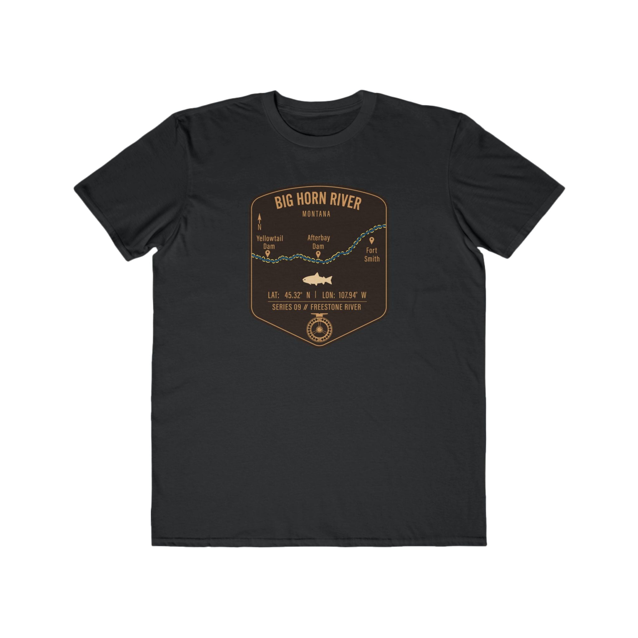 Big Horn River Fishing Patch Tee | Trout Fly Rod Angler Shirt