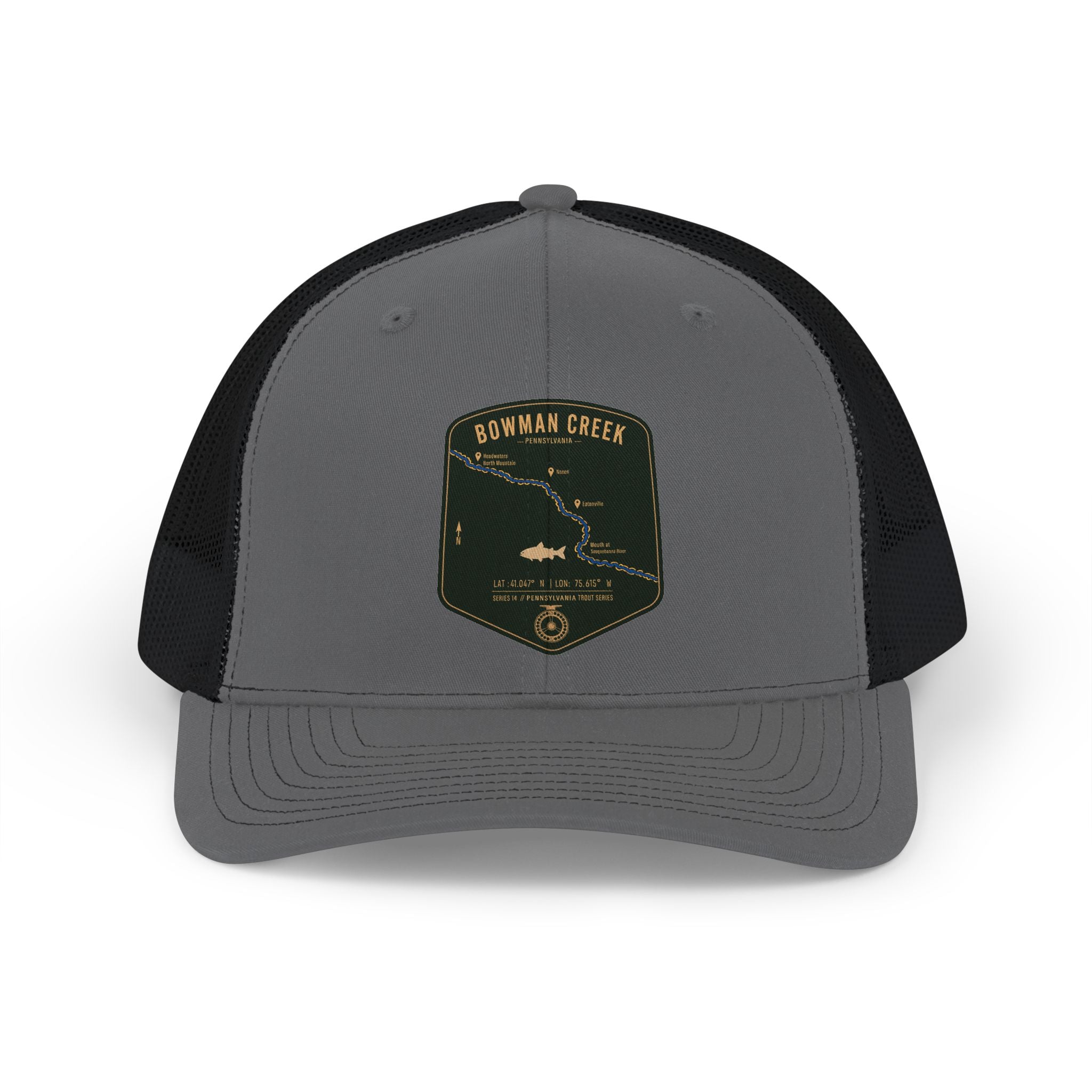 Bowman Creek PA patch Snapback Cap | trout, fly fishing design