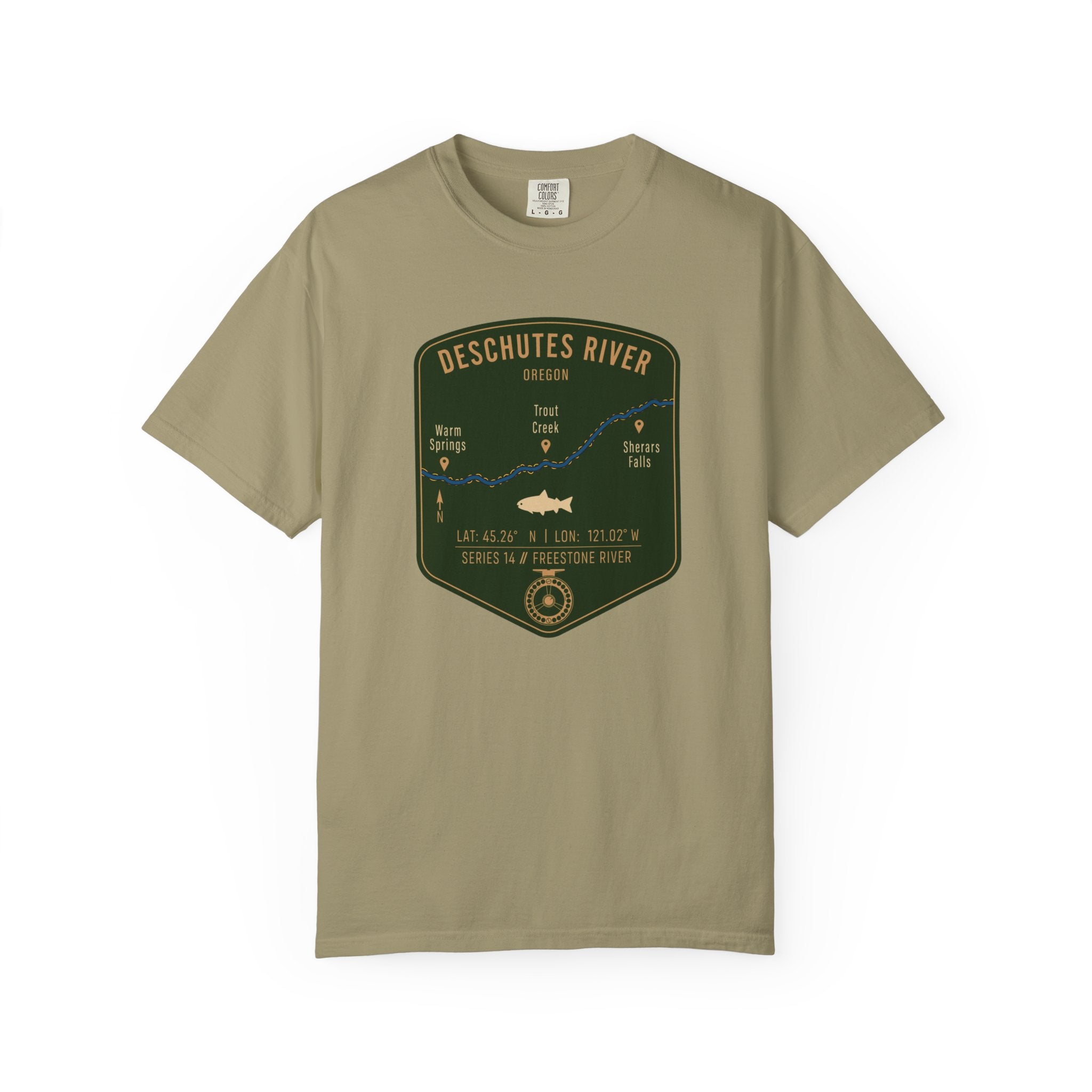 Deschutes River Fishing Map T-Shirt | River Map, Trout Graphic