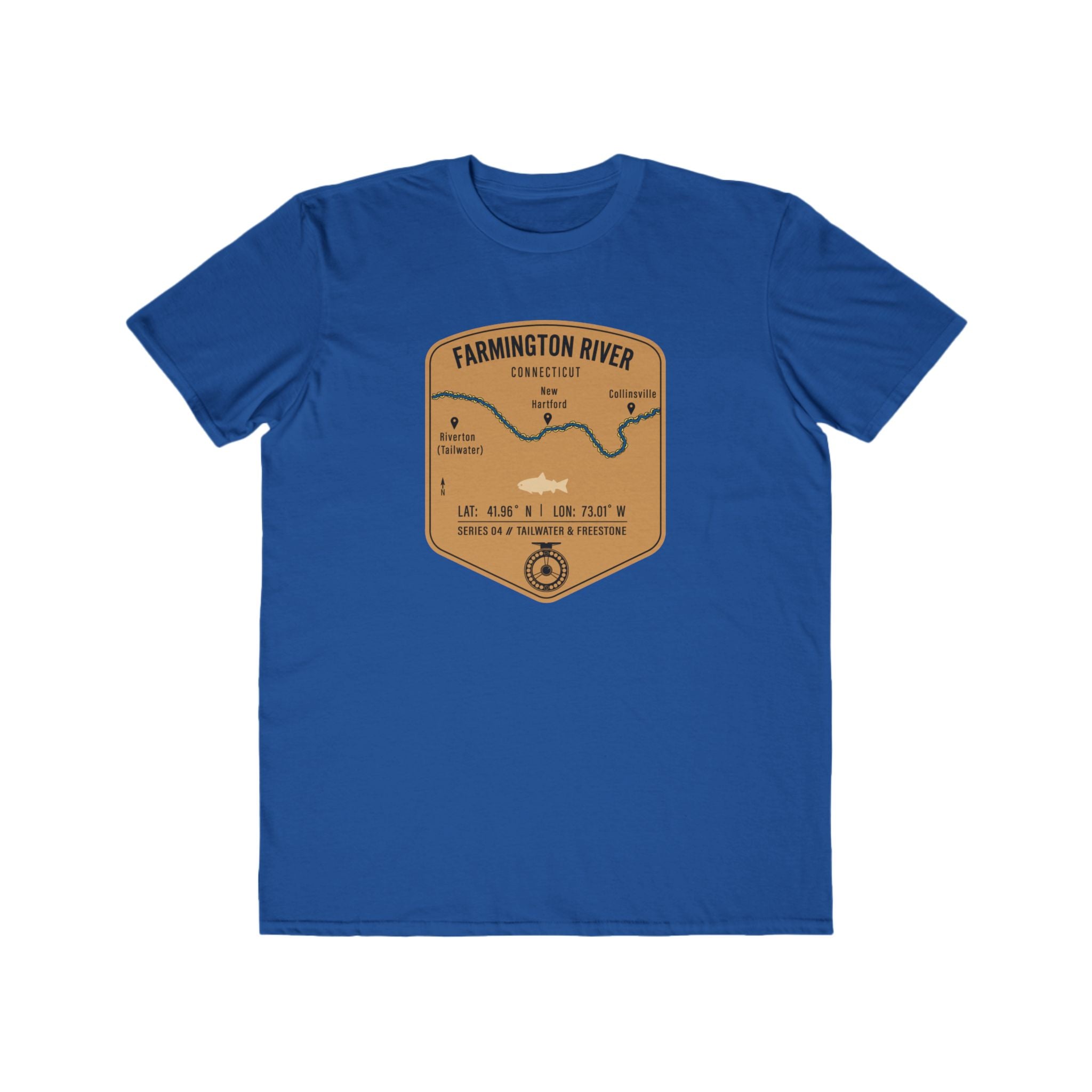 Farmington River Fishing Patch Tee | Trout Fly Rod Angler Shirt