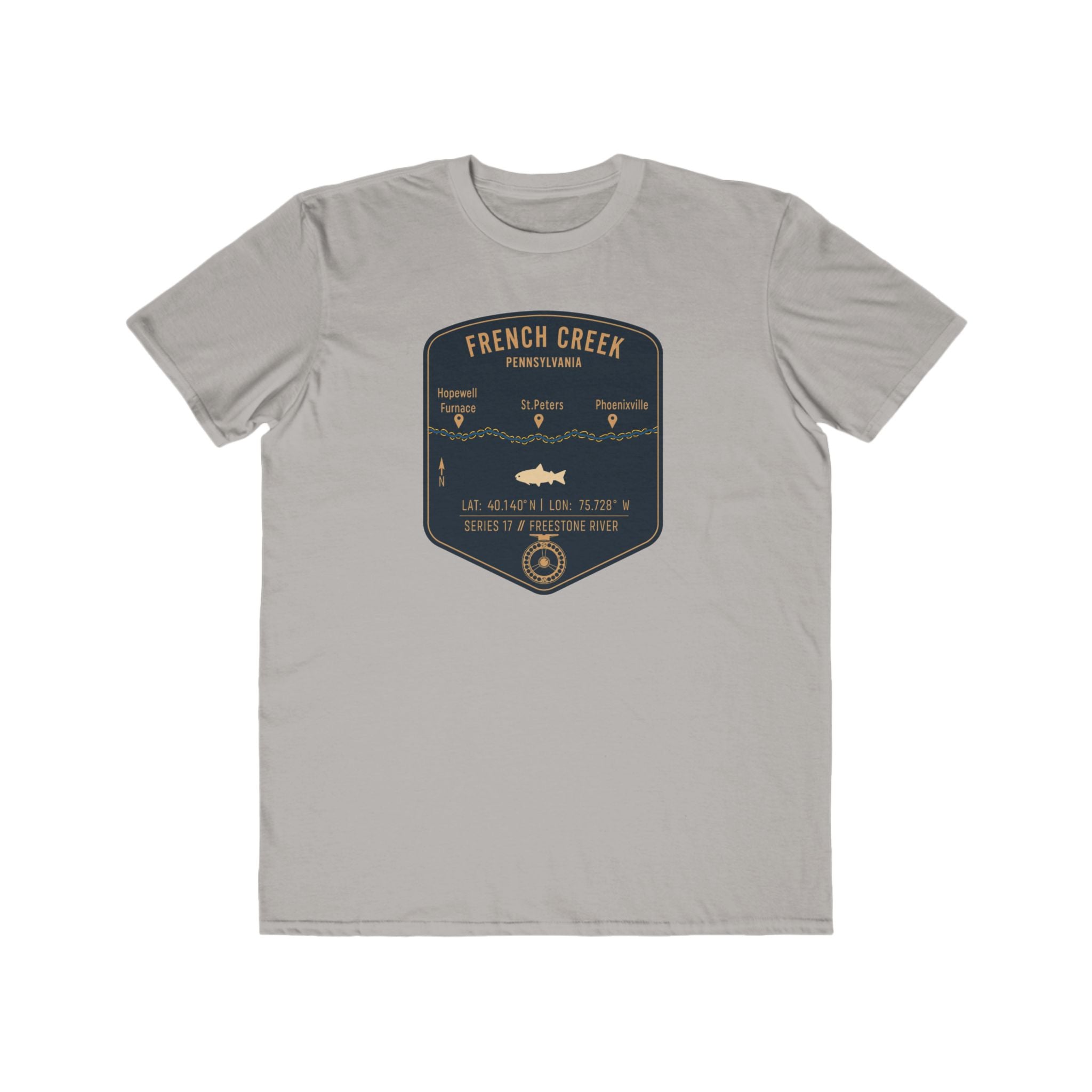 French Creek Fishing Patch Tee | Trout Fly Rod Angler Shirt