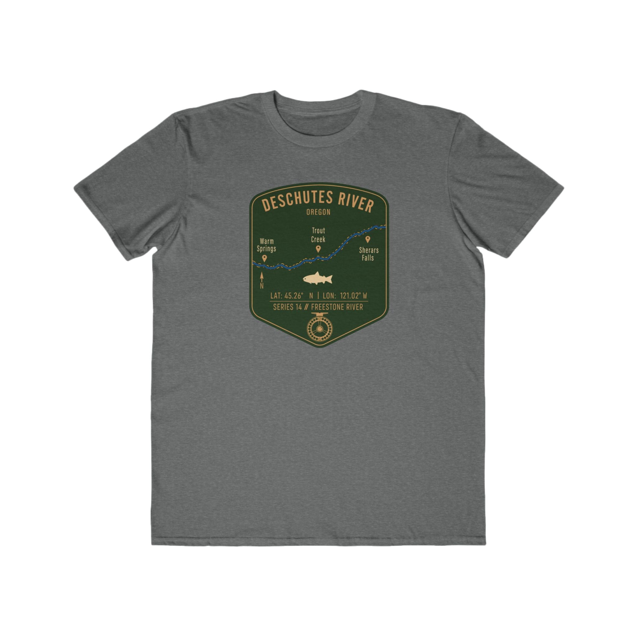 Deschutes River Fishing Patch Tee | Trout Fly Rod Angler Shirt