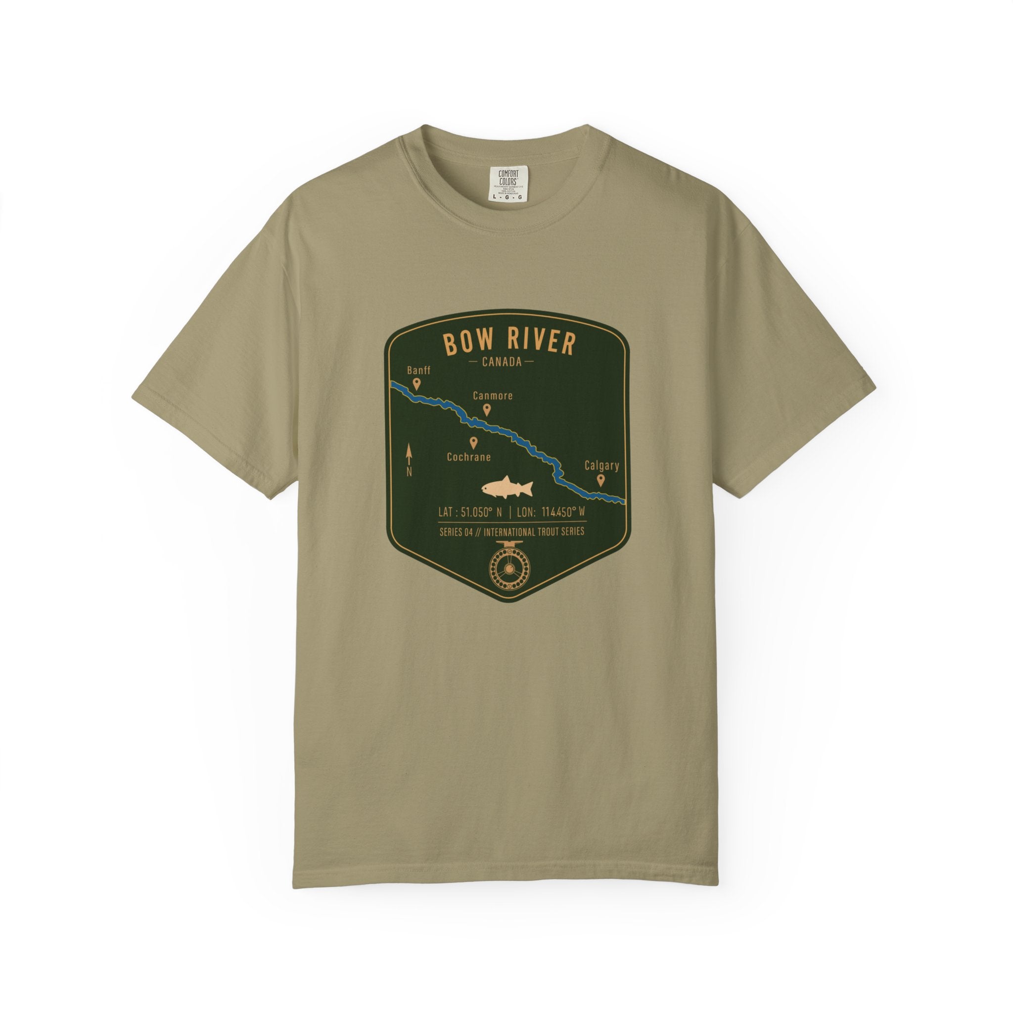 Global Series - Bow River Canada Fishing Map T-Shirt | River Map, Trout Graphic