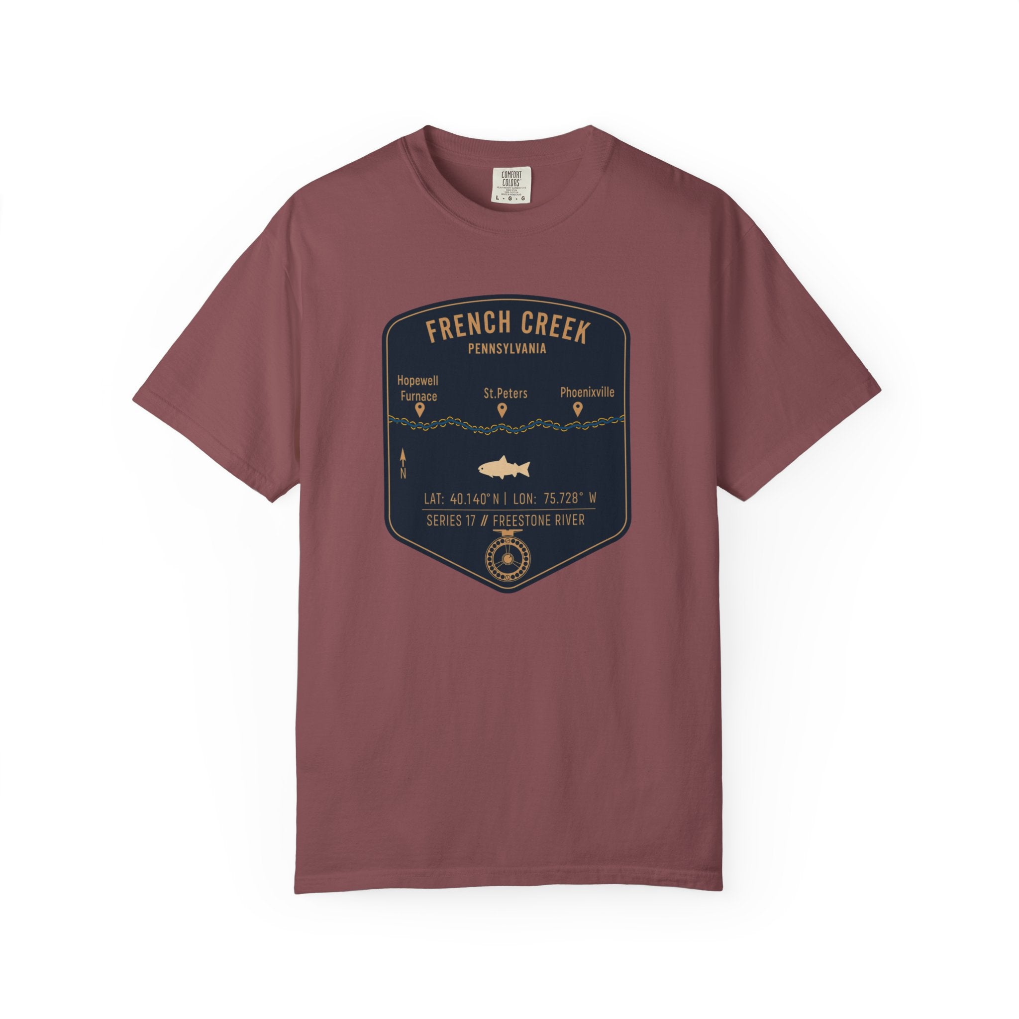 French Creek Fishing Map T-Shirt | River Map, Trout Graphic
