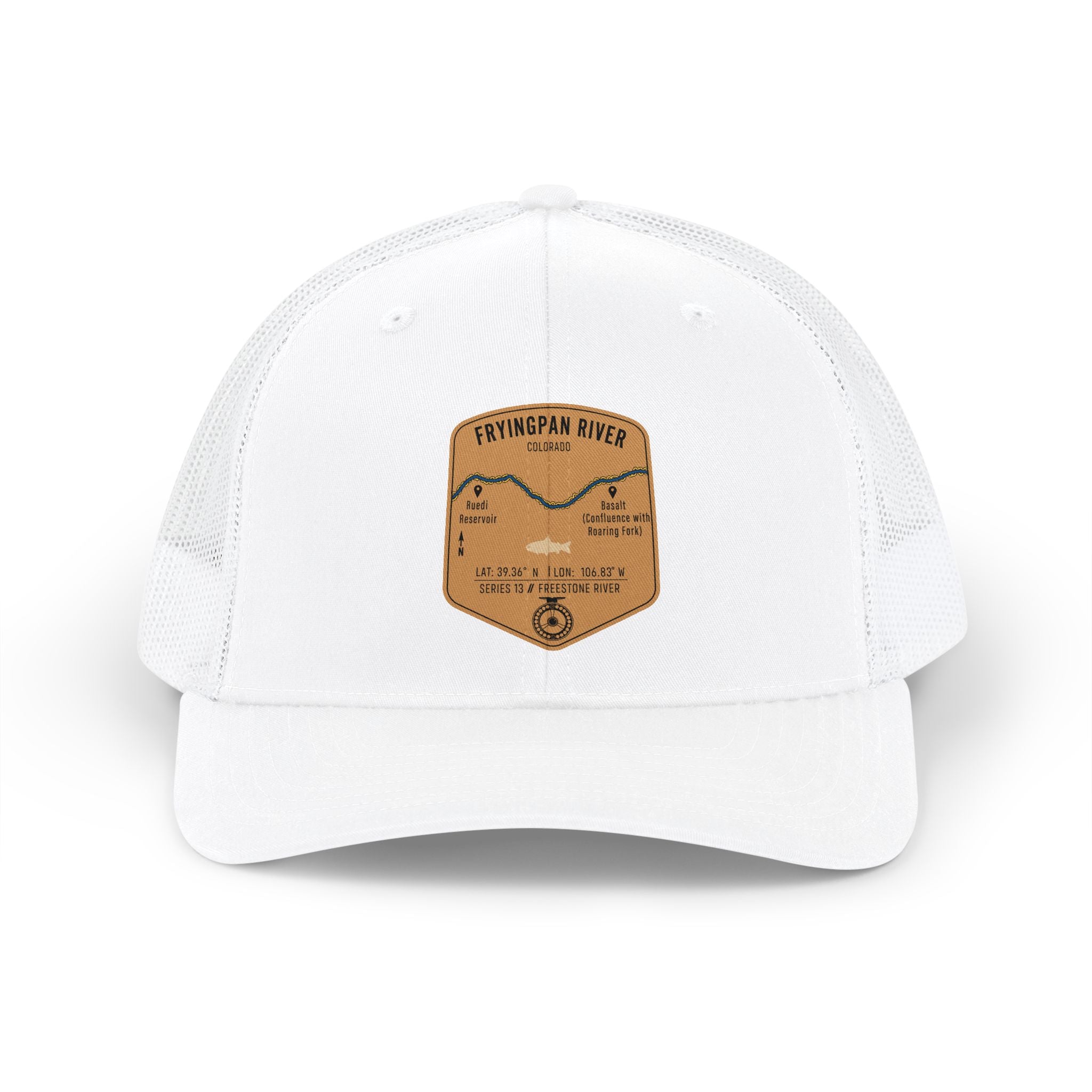 Fryingpan River fishing patch Snapback Cap | trout, fly fishing design