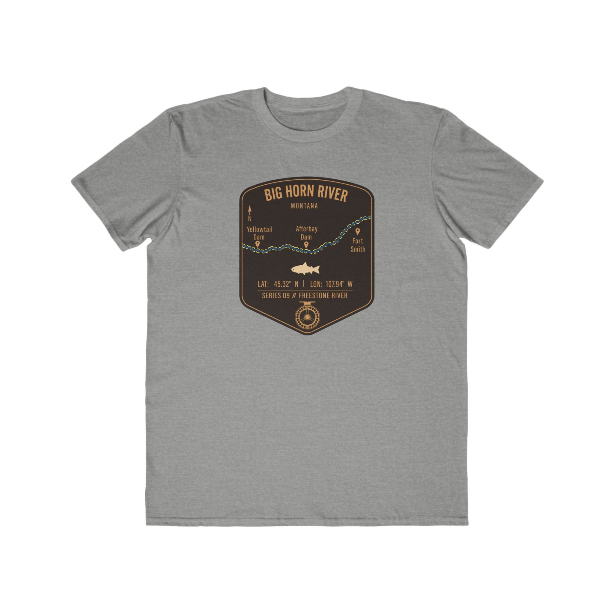 Big Horn River Fishing Patch Tee | Trout Fly Rod Angler Shirt
