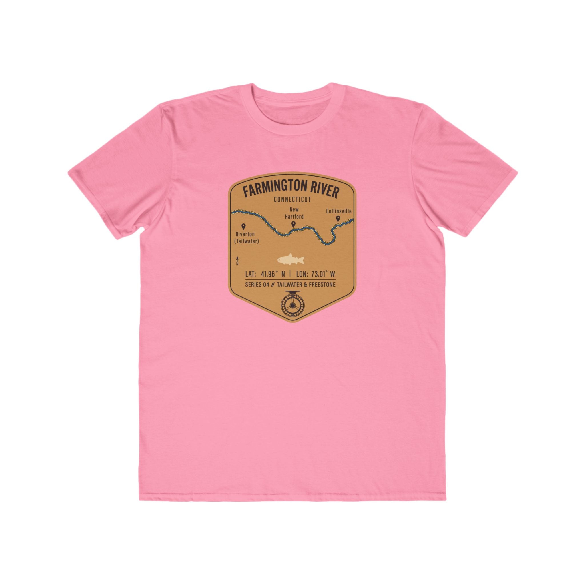 Farmington River Fishing Patch Tee | Trout Fly Rod Angler Shirt