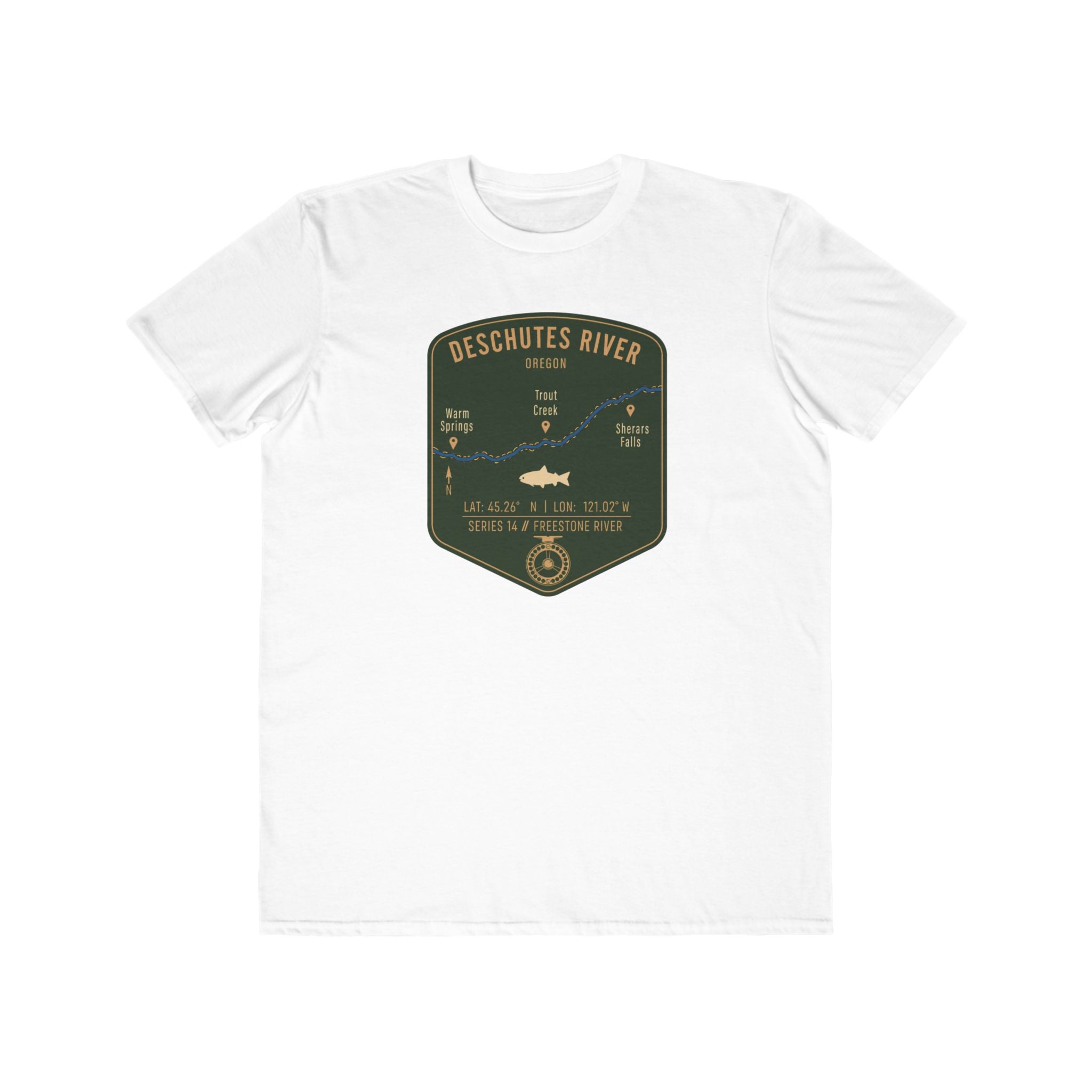 Deschutes River Fishing Patch Tee | Trout Fly Rod Angler Shirt