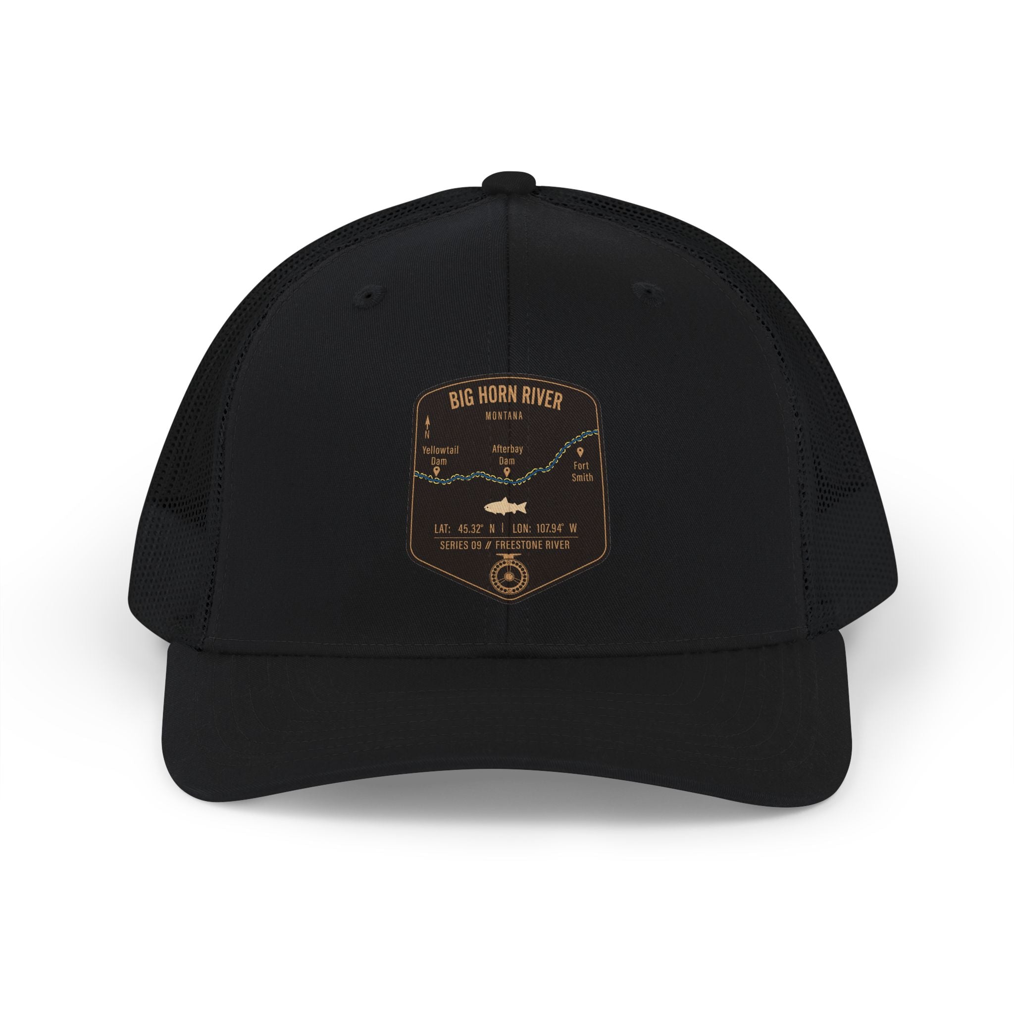Big Horn River fishing patch Snapback Cap | trout, fly fishing design