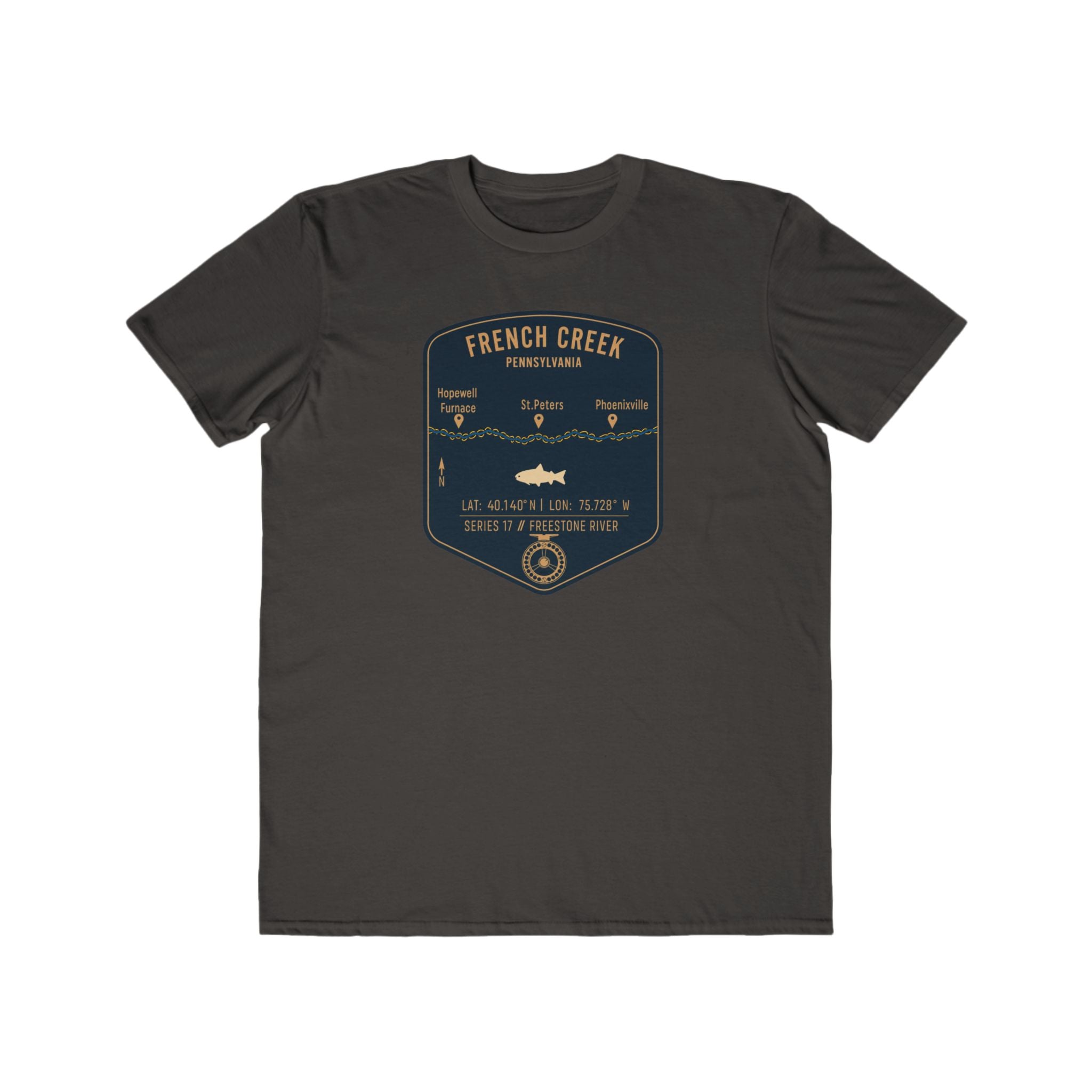 French Creek Fishing Patch Tee | Trout Fly Rod Angler Shirt