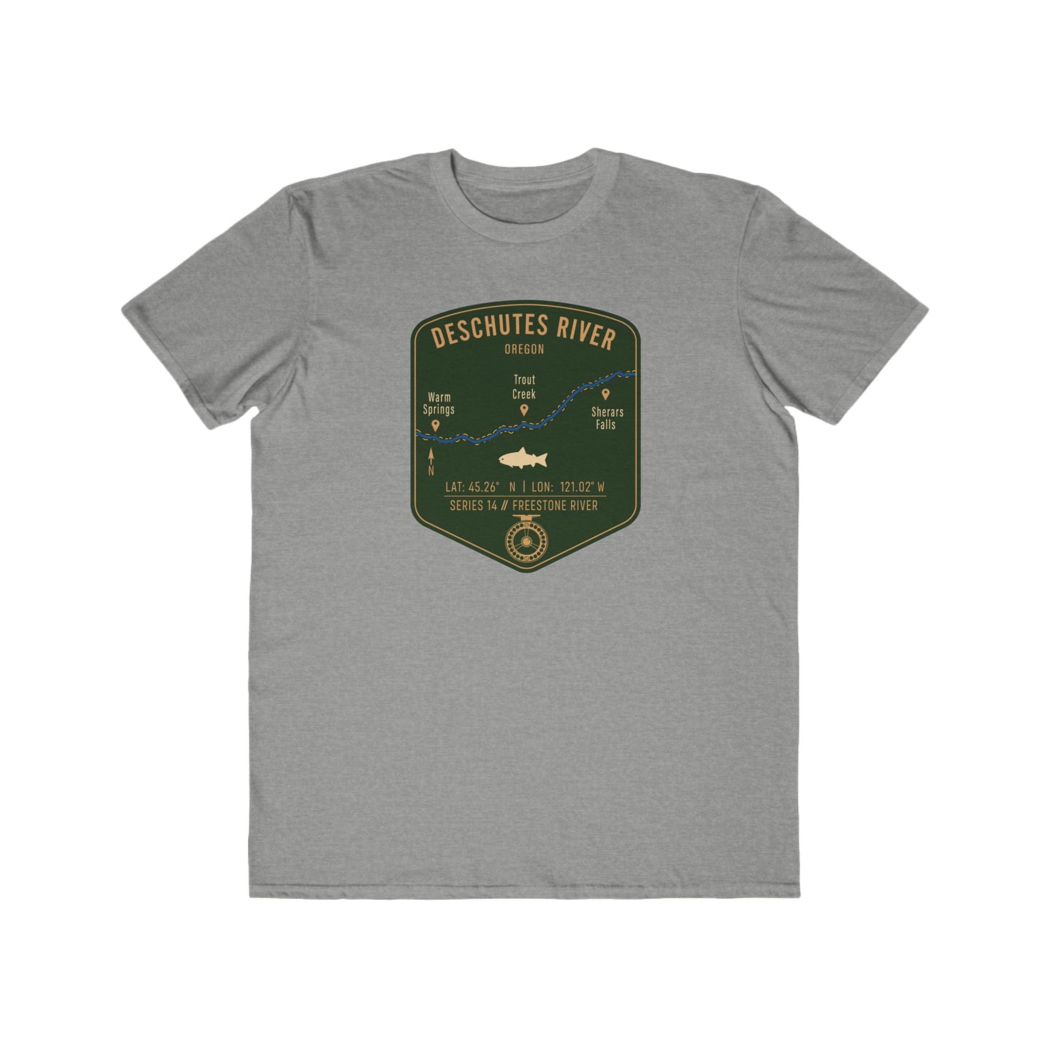 Deschutes River Fishing Patch Tee | Trout Fly Rod Angler Shirt