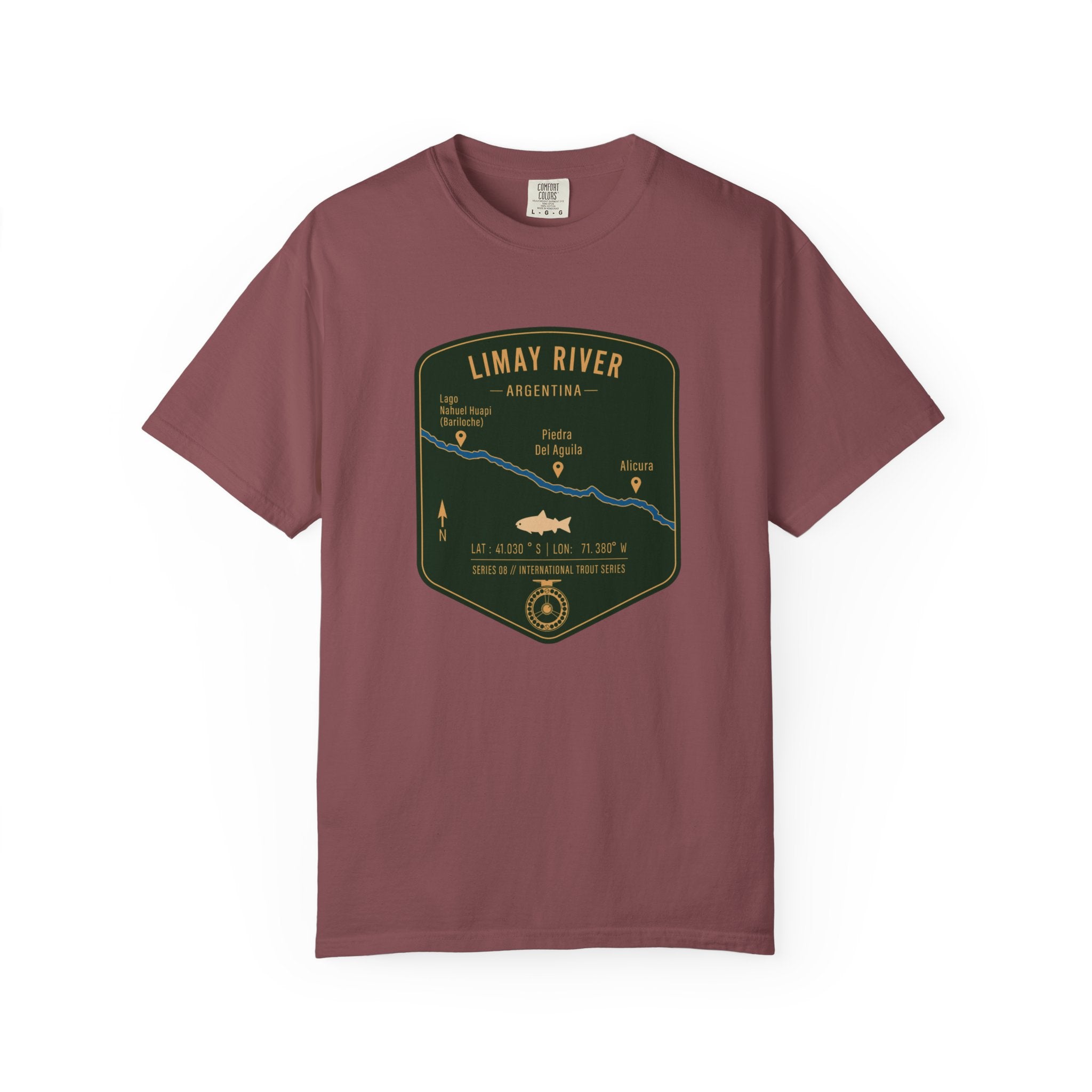 Global Series - Limay River Argentina Fishing Map T-Shirt | River Map, Trout Graphic
