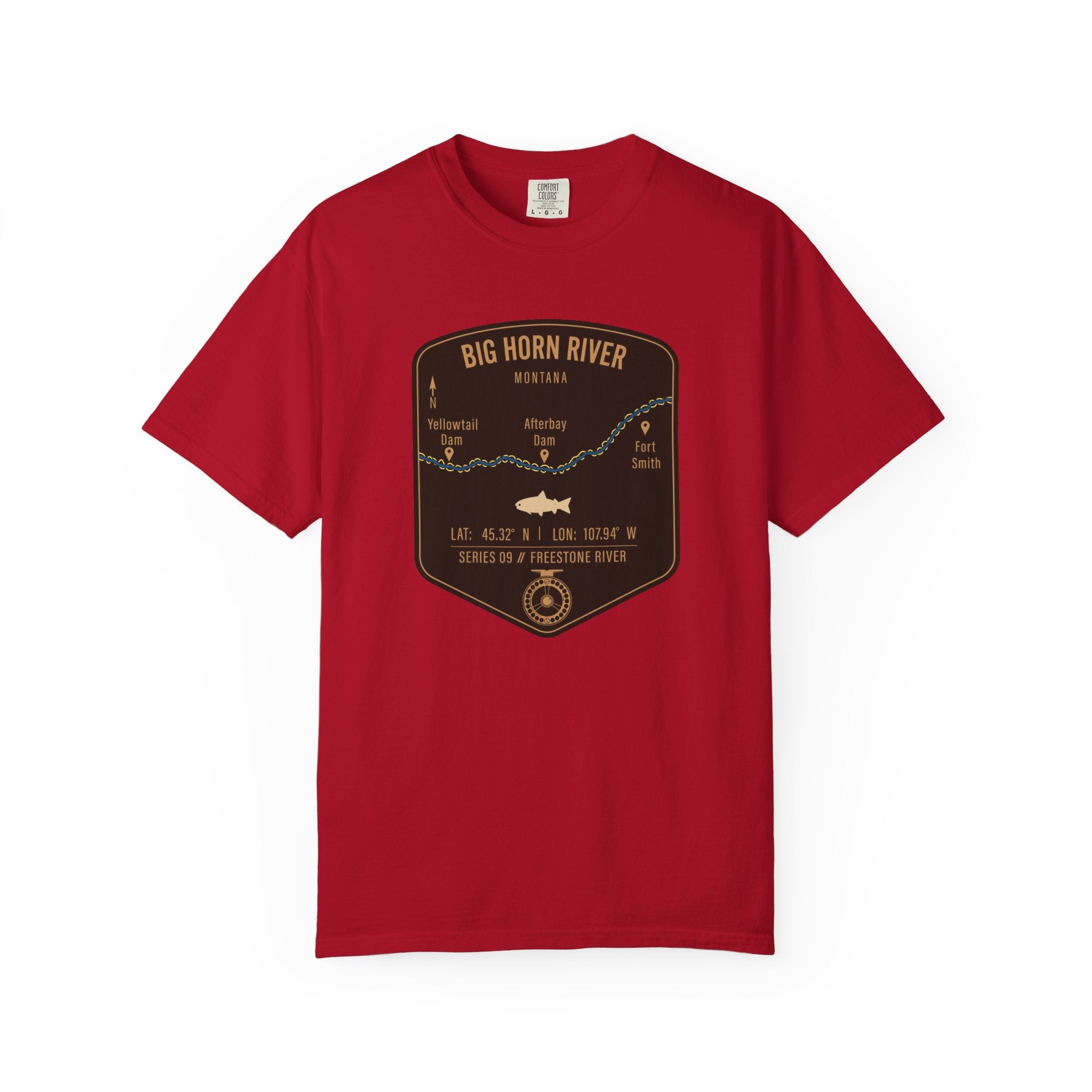 Big Horn River Fishing Map T-Shirt | River Map, Trout Graphic