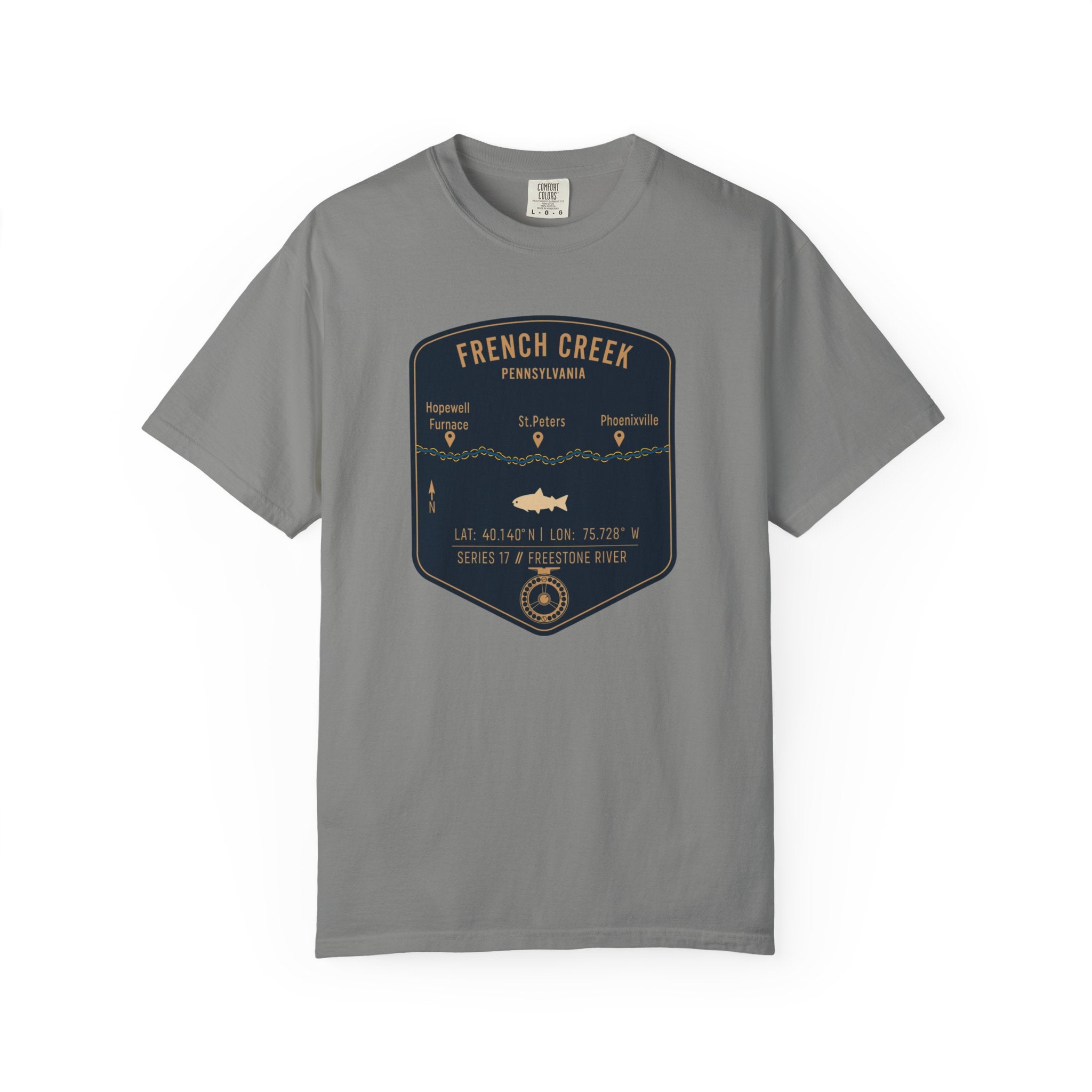 French Creek Fishing Map T-Shirt | River Map, Trout Graphic