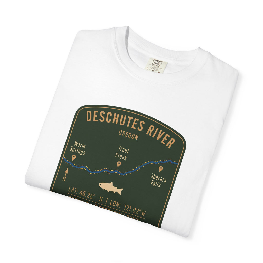 Deschutes River Fishing Map T-Shirt | River Map, Trout Graphic