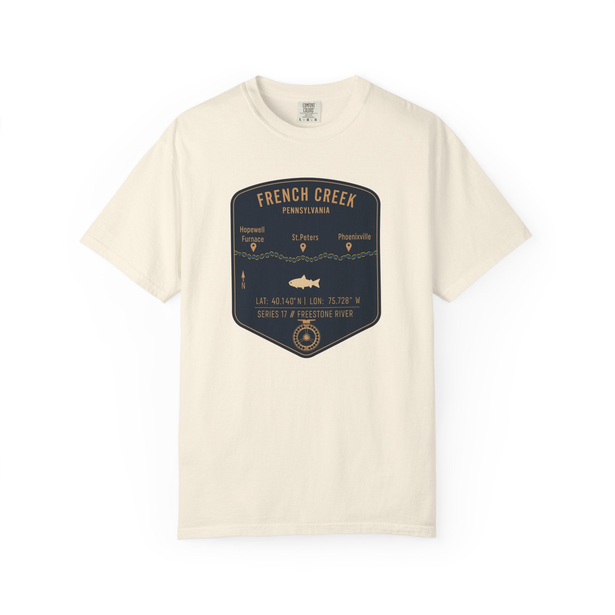 French Creek Fishing Map T-Shirt | River Map, Trout Graphic