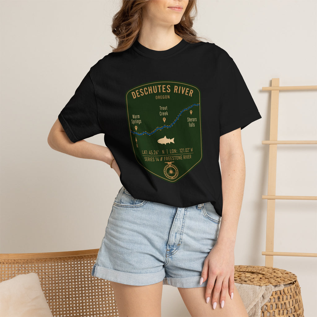 Deschutes River Fishing Map T-Shirt | River Map, Trout Graphic