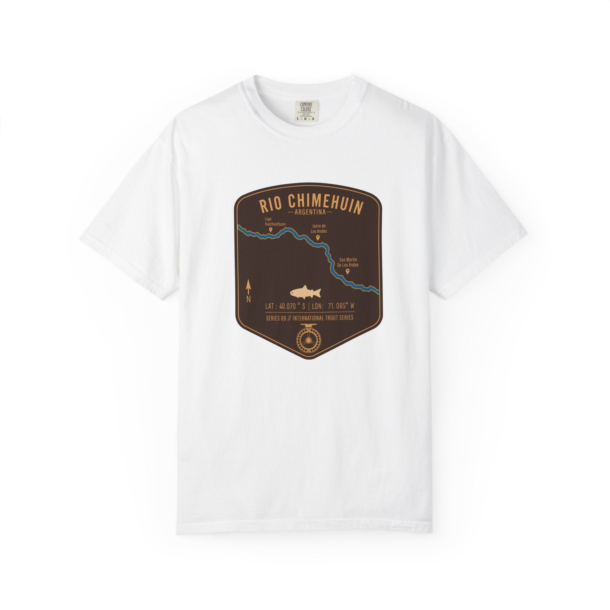 Global Series - Chimehuin River Argentina Fishing Map T-Shirt | River Map, Trout Graphic