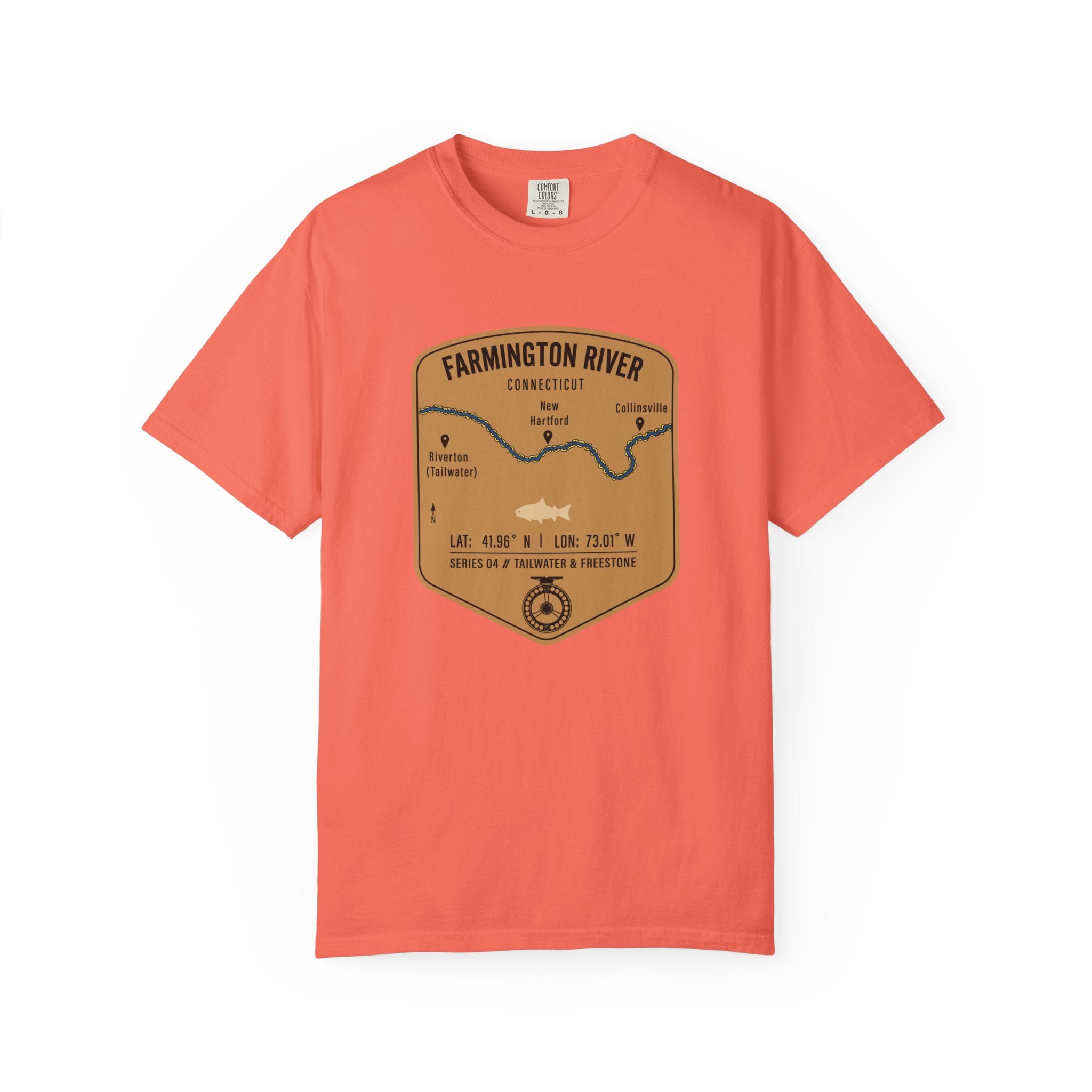 Farmington River Fishing Map T-Shirt | River Map, Trout Graphic