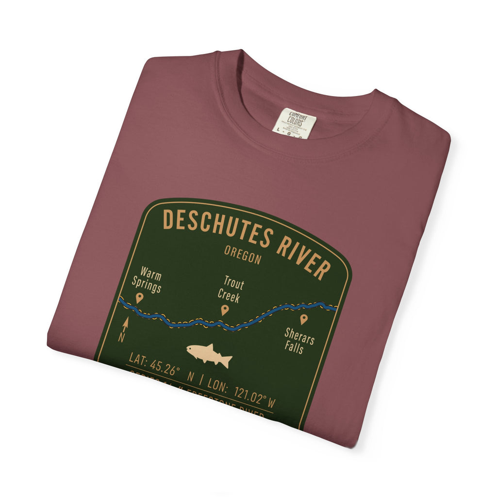 Deschutes River Fishing Map T-Shirt | River Map, Trout Graphic