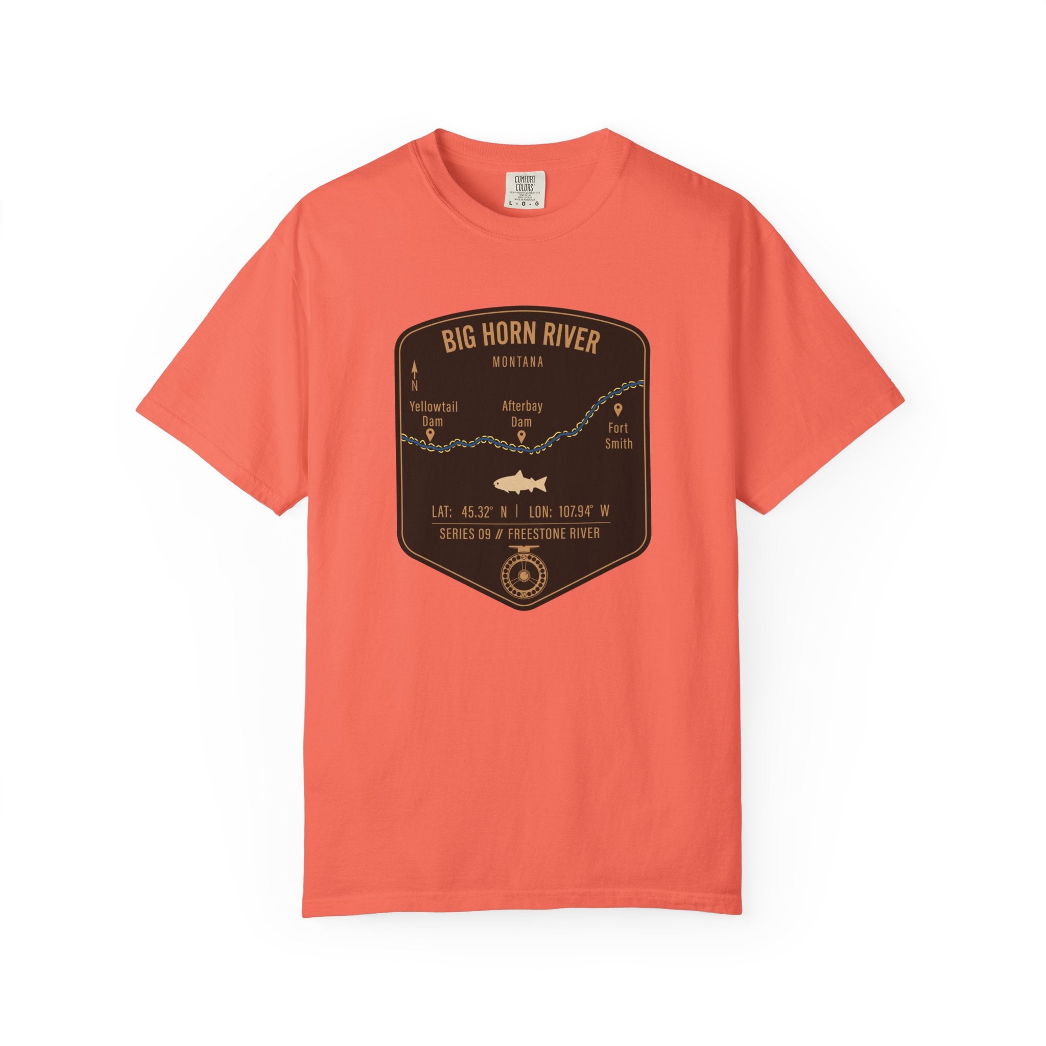 Big Horn River Fishing Map T-Shirt | River Map, Trout Graphic
