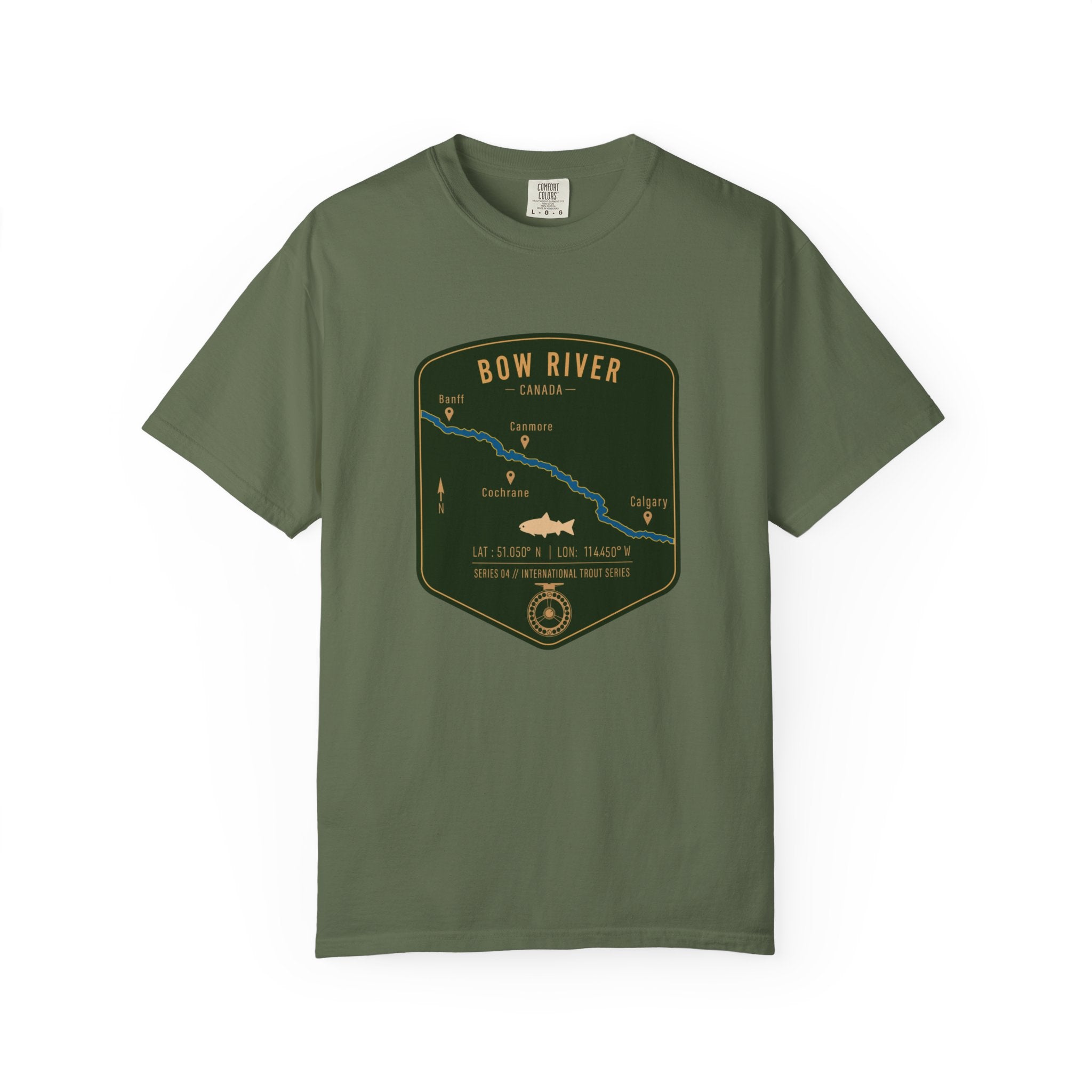 Global Series - Bow River Canada Fishing Map T-Shirt | River Map, Trout Graphic