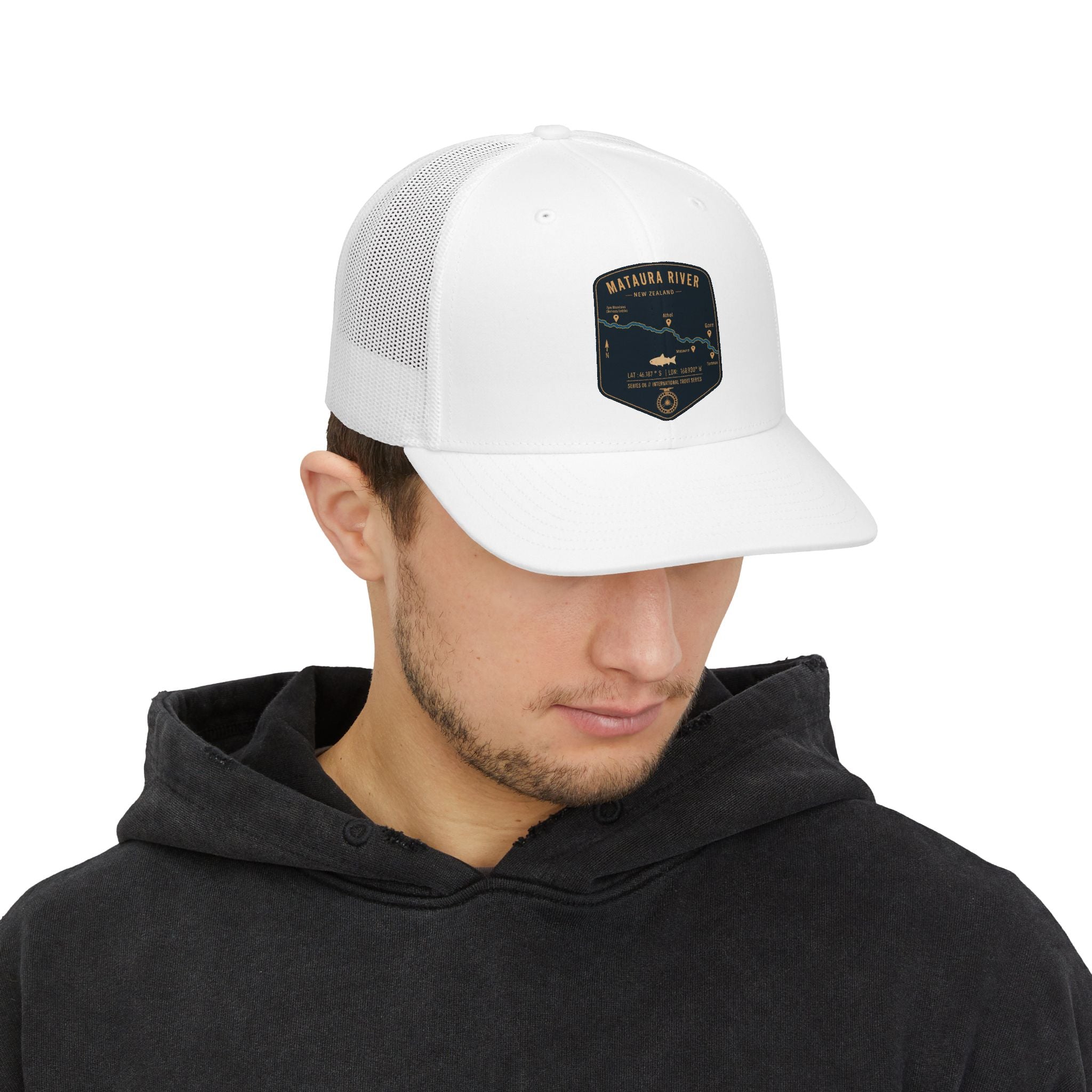 Global Series - Mataura River New Zealand patch Snapback Cap | trout, fly fishing design
