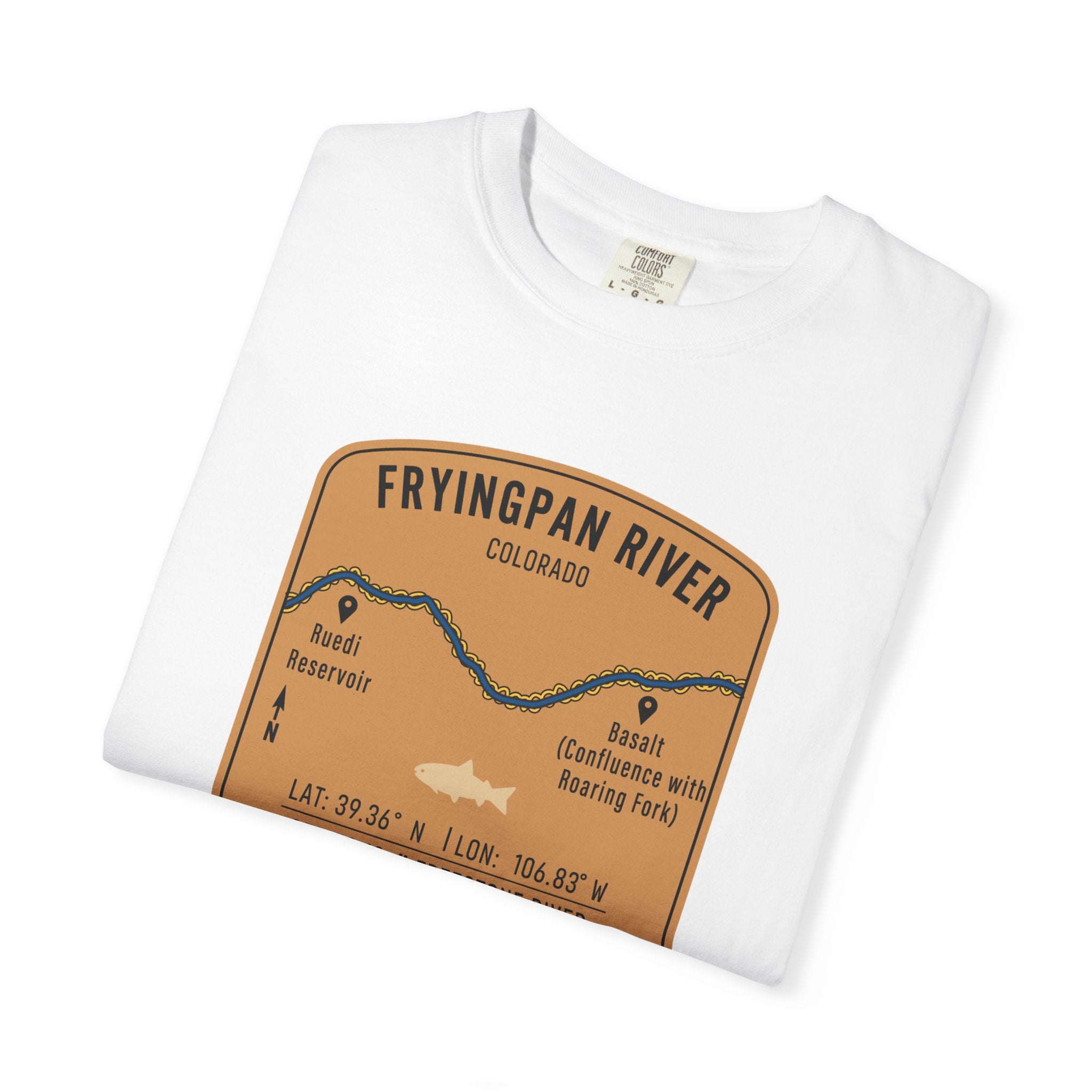 Fryingpan River Fishing Map T-Shirt | River Map, Trout Graphic