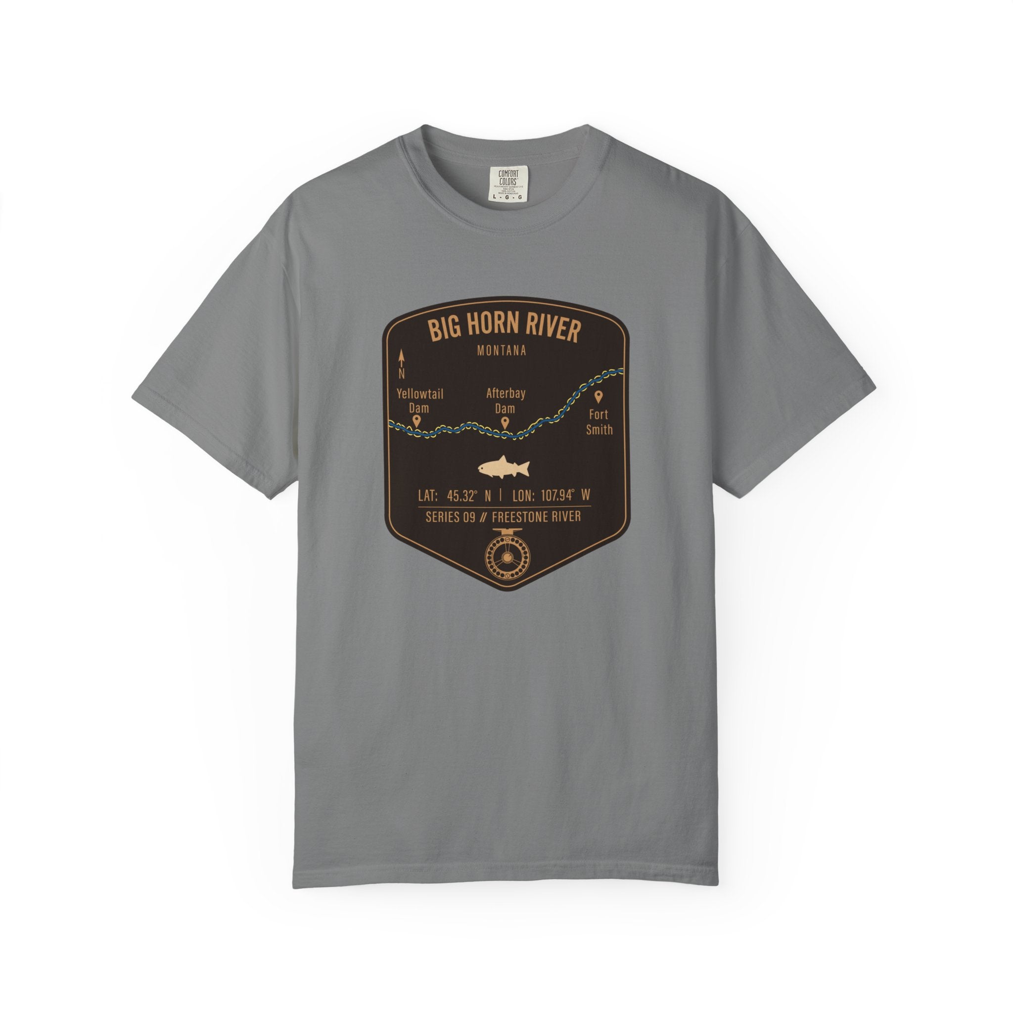 Big Horn River Fishing Map T-Shirt | River Map, Trout Graphic