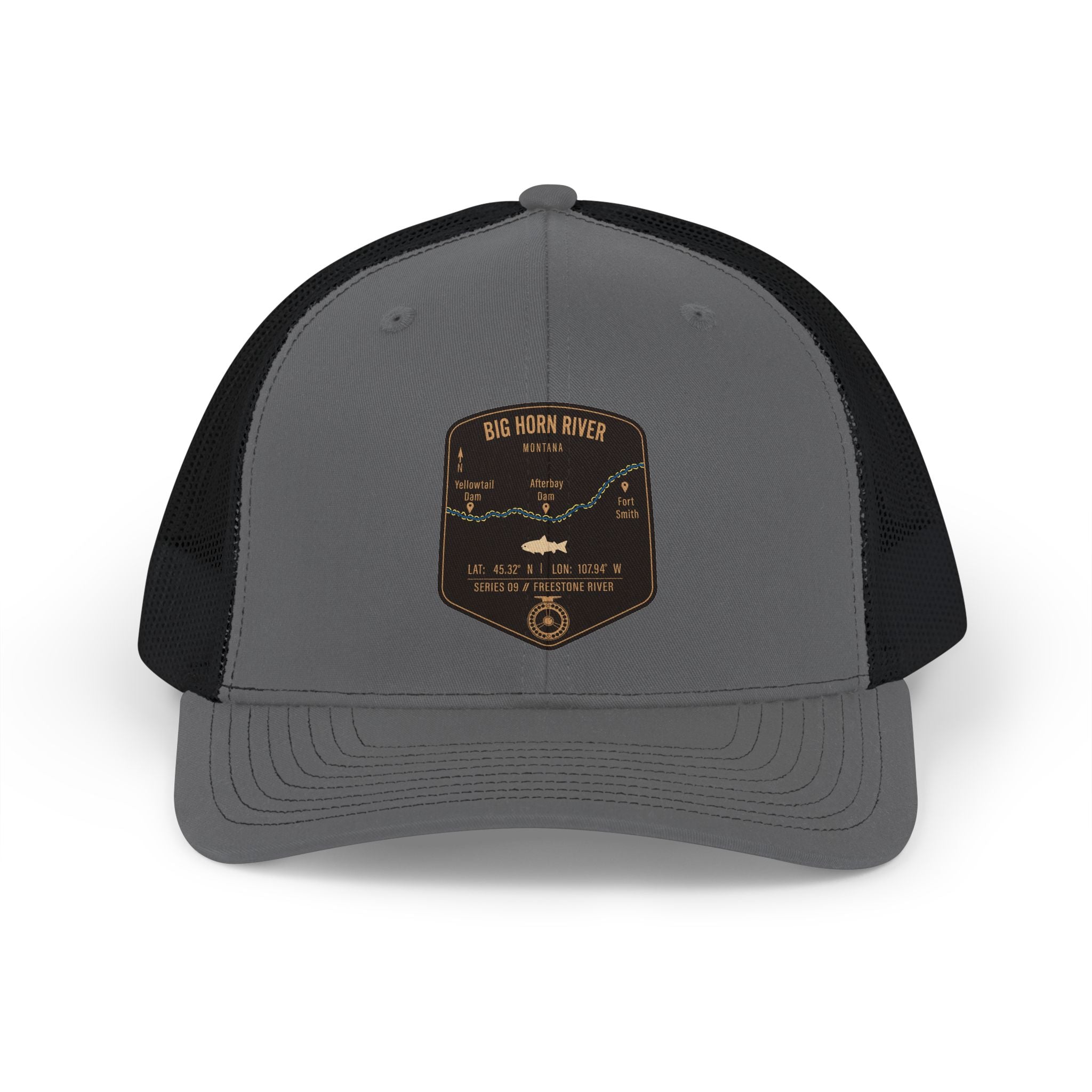 Big Horn River fishing patch Snapback Cap | trout, fly fishing design