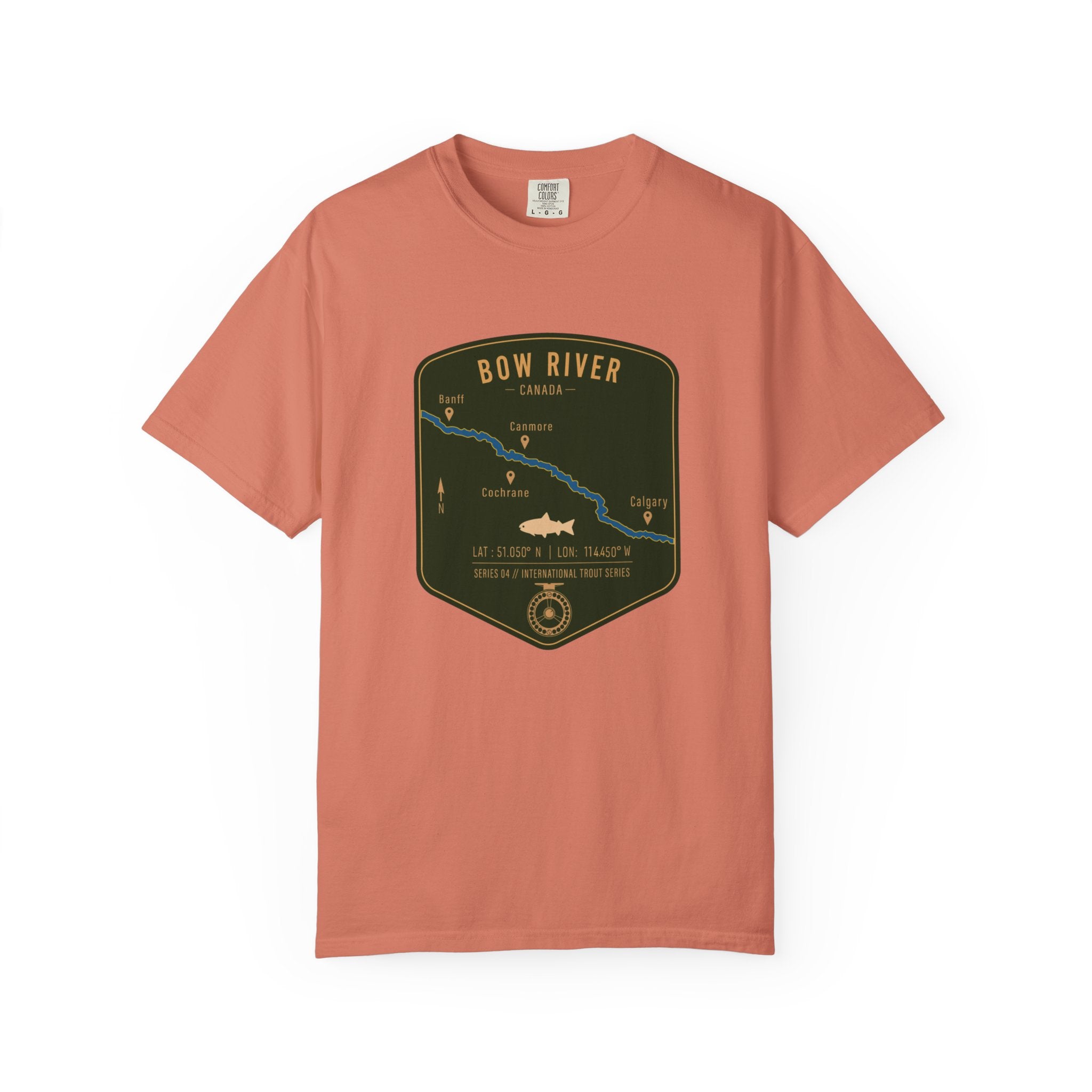 Global Series - Bow River Canada Fishing Map T-Shirt | River Map, Trout Graphic