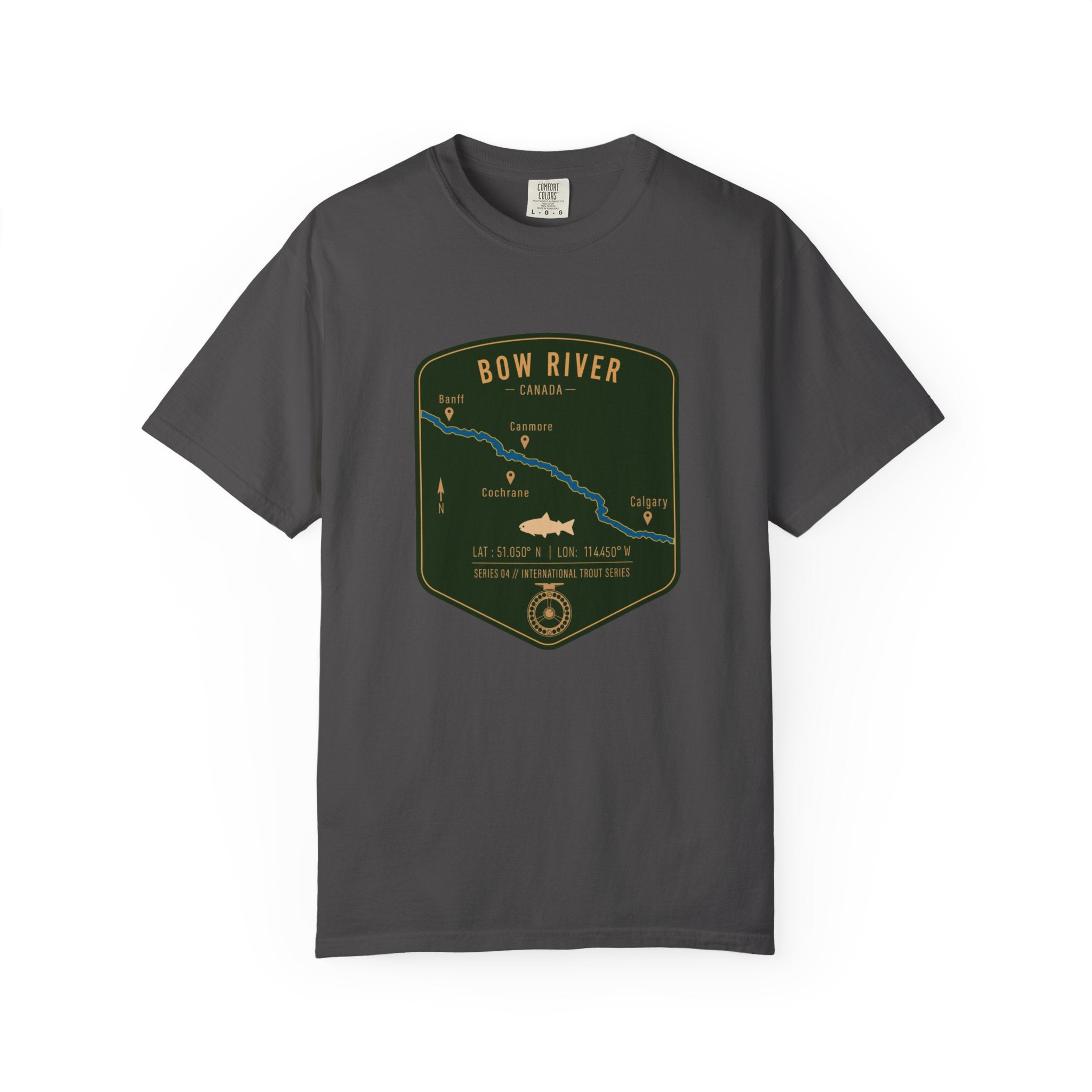 Global Series - Bow River Canada Fishing Map T-Shirt | River Map, Trout Graphic