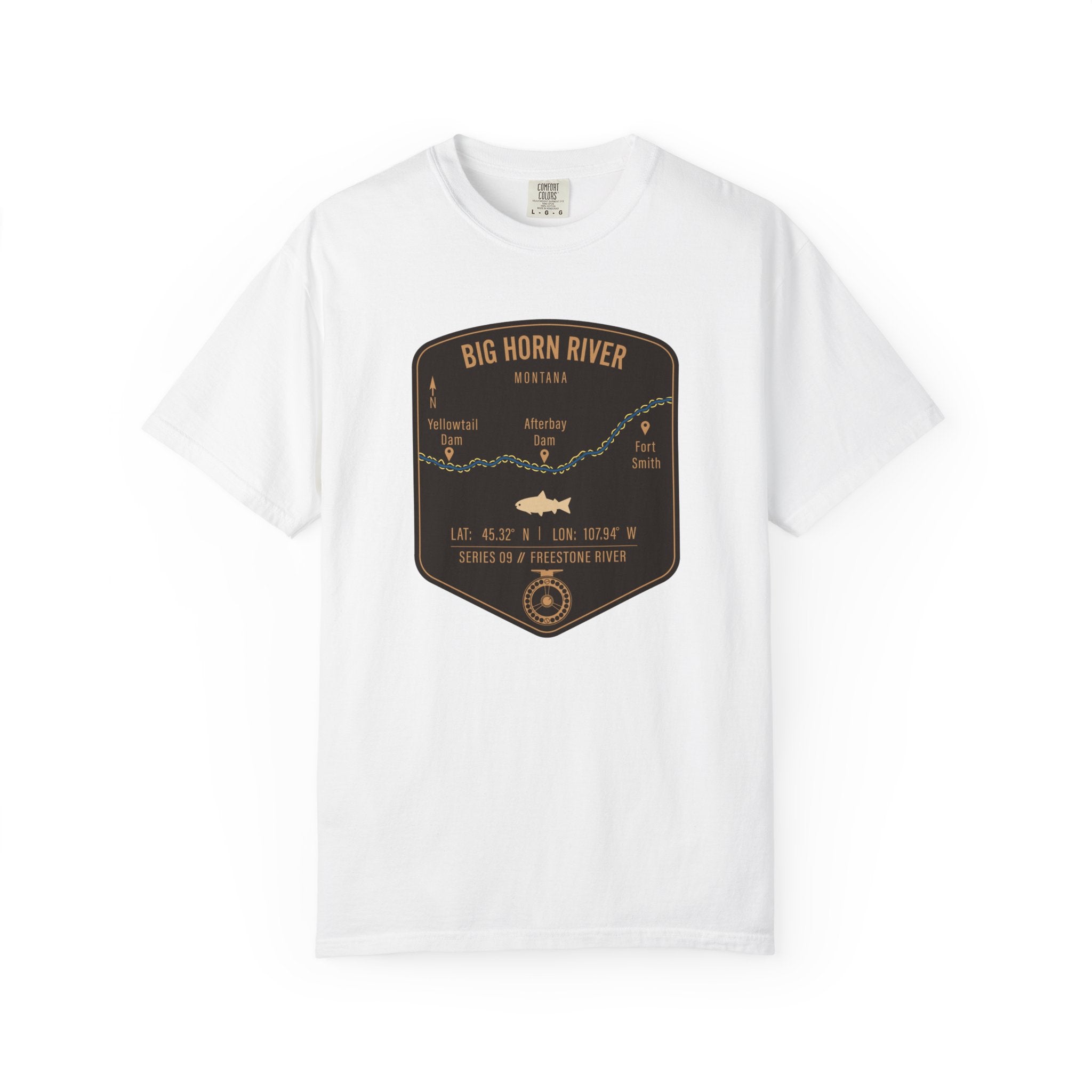 Big Horn River Fishing Map T-Shirt | River Map, Trout Graphic