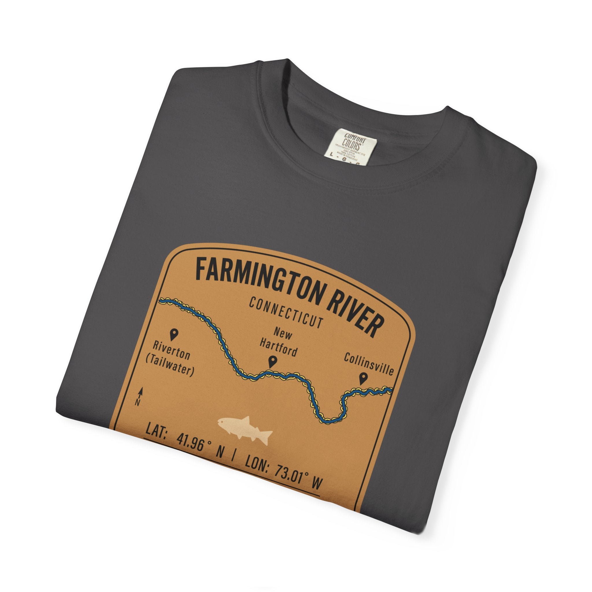 Farmington River Fishing Map T-Shirt | River Map, Trout Graphic