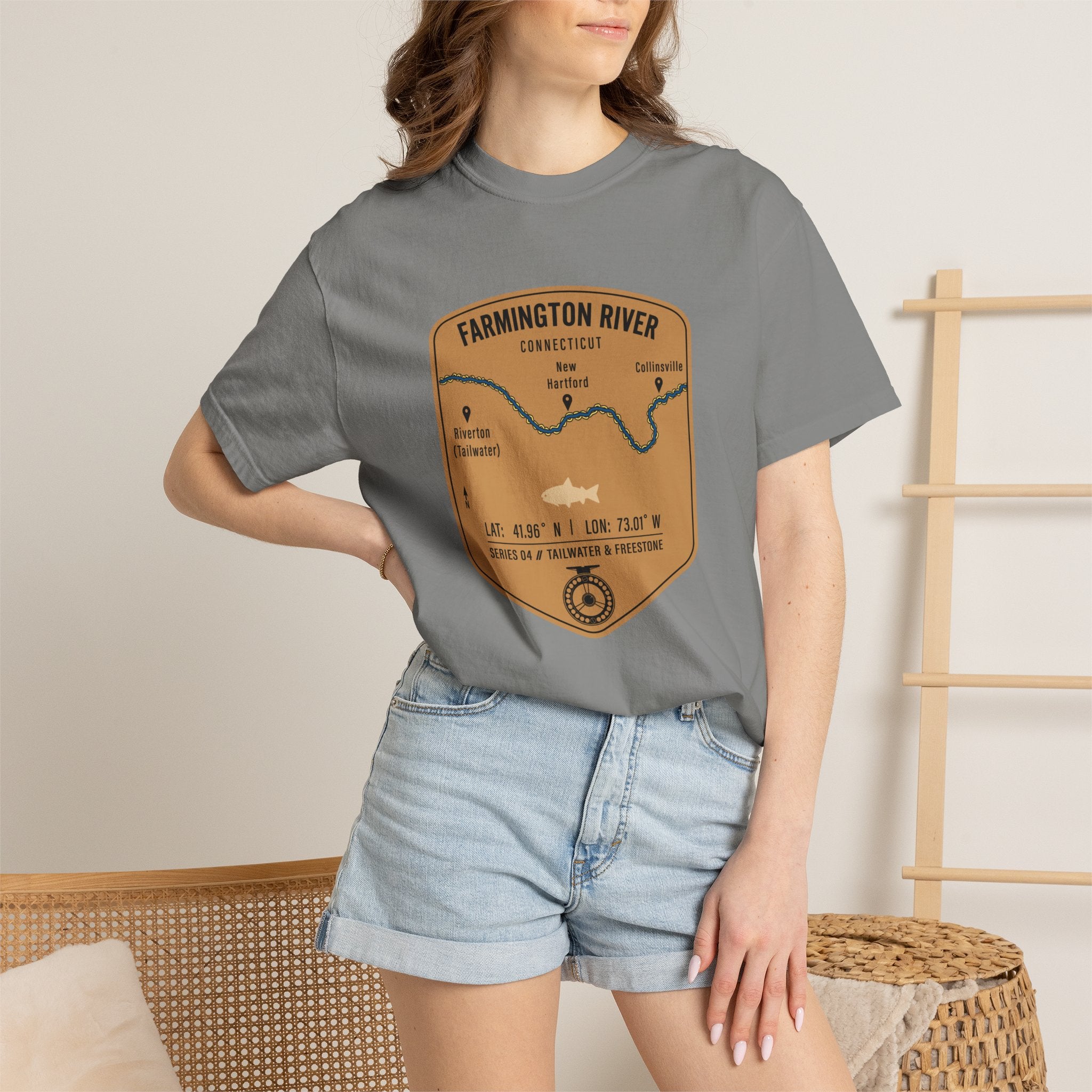 Farmington River Fishing Map T-Shirt | River Map, Trout Graphic