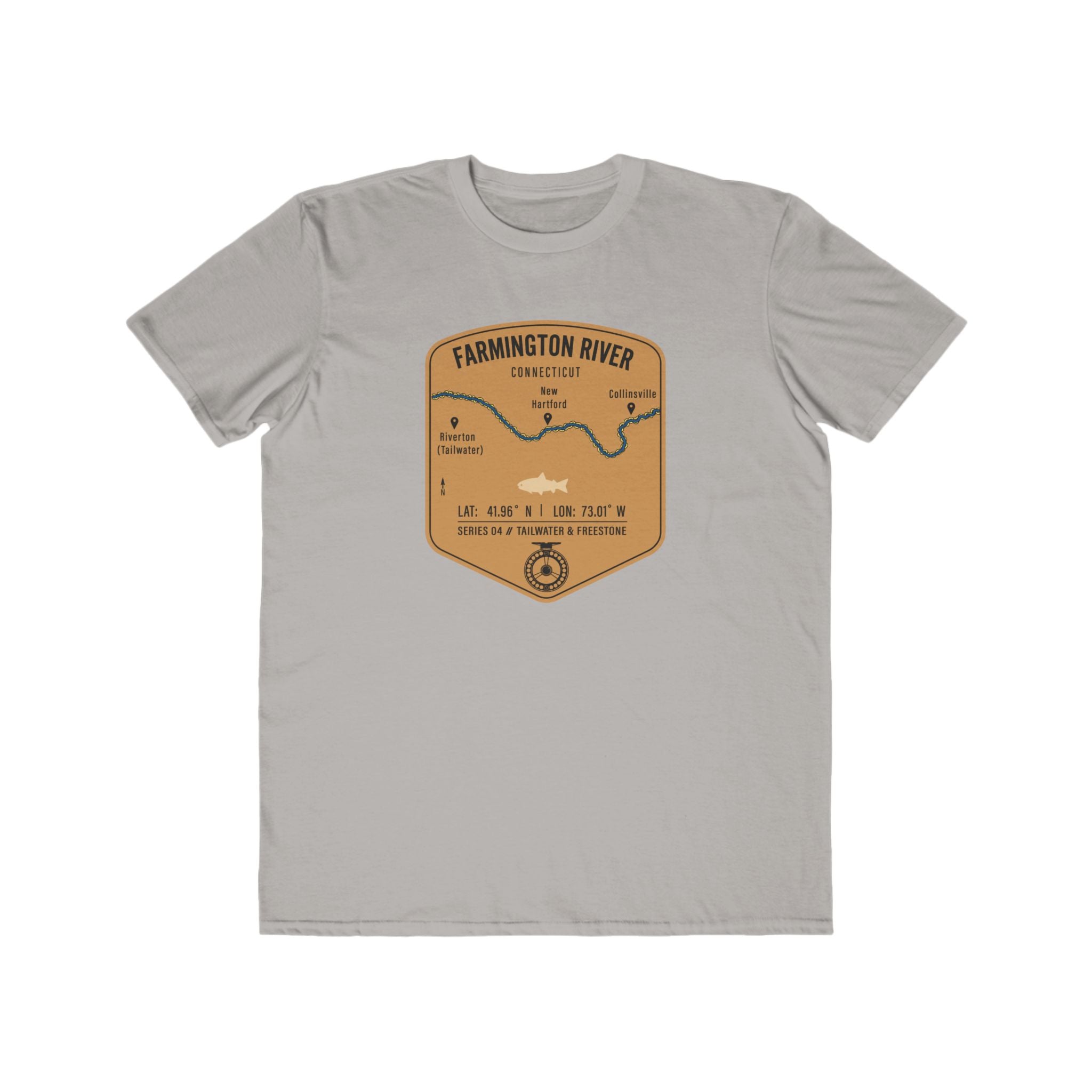 Farmington River Fishing Patch Tee | Trout Fly Rod Angler Shirt
