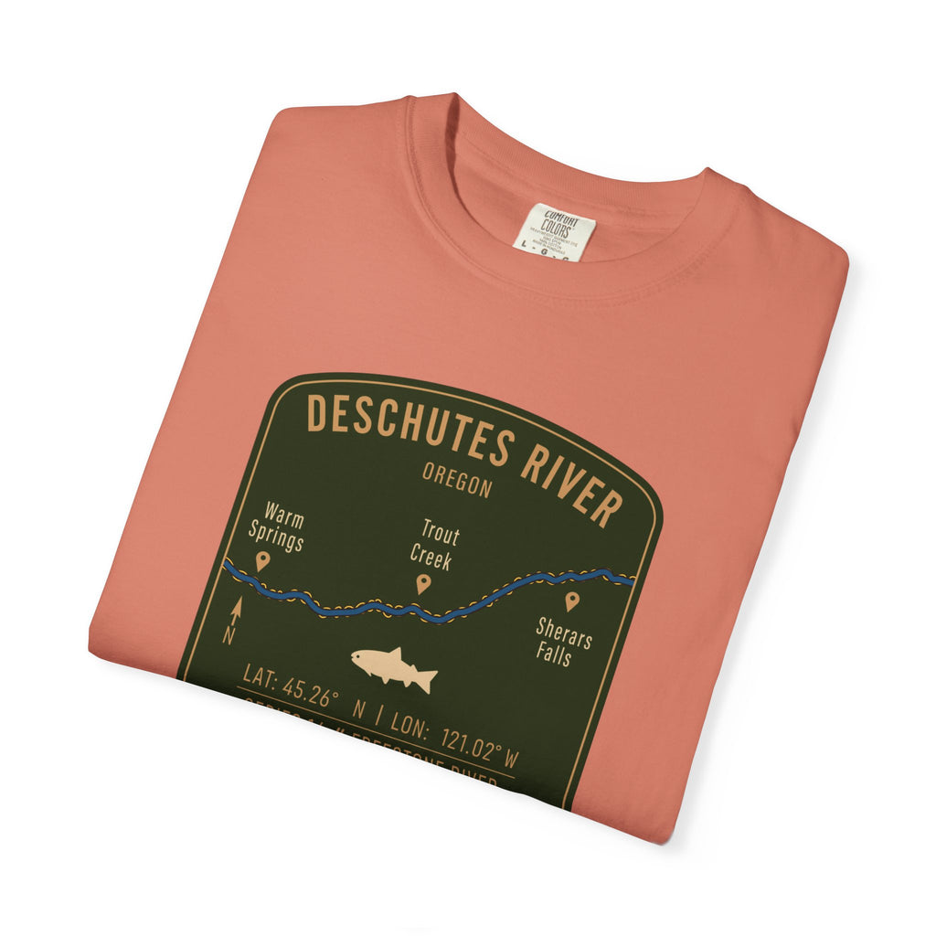 Deschutes River Fishing Map T-Shirt | River Map, Trout Graphic