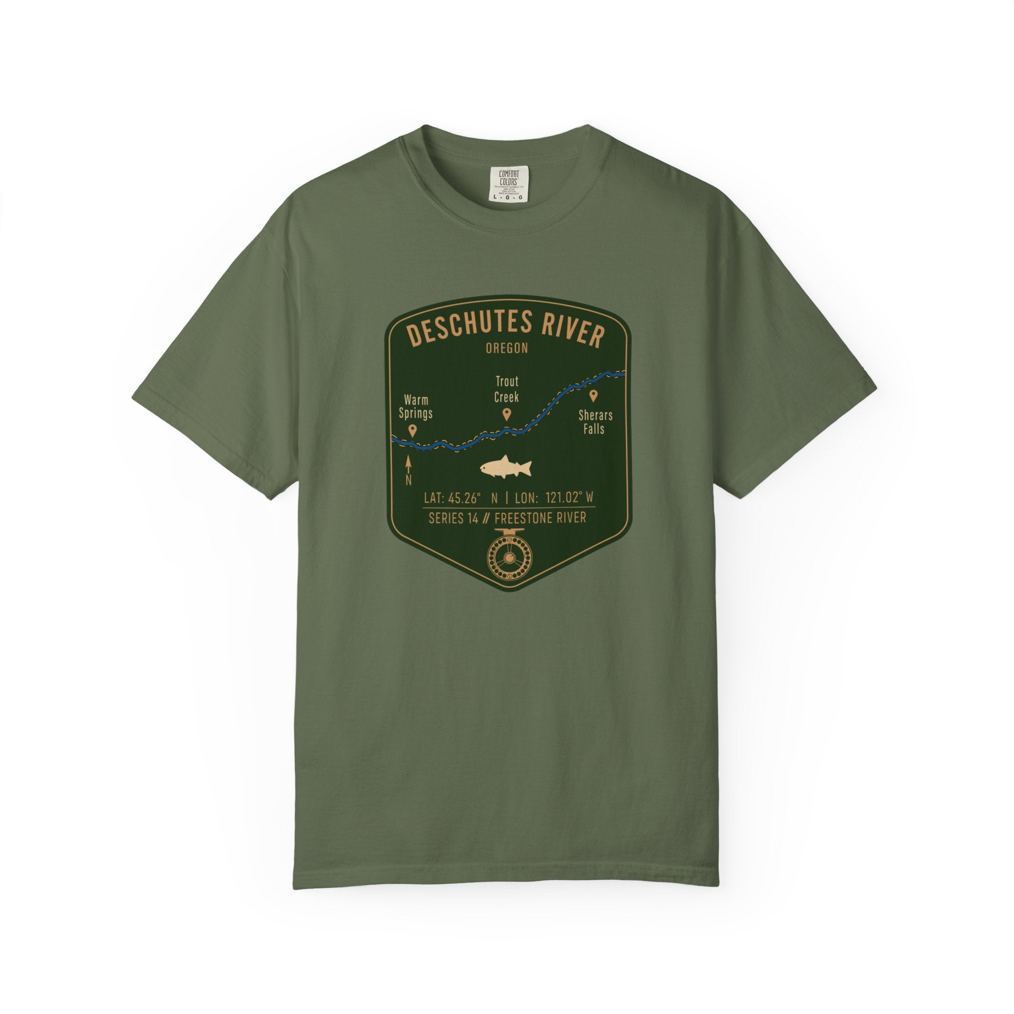 Deschutes River Fishing Map T-Shirt | River Map, Trout Graphic